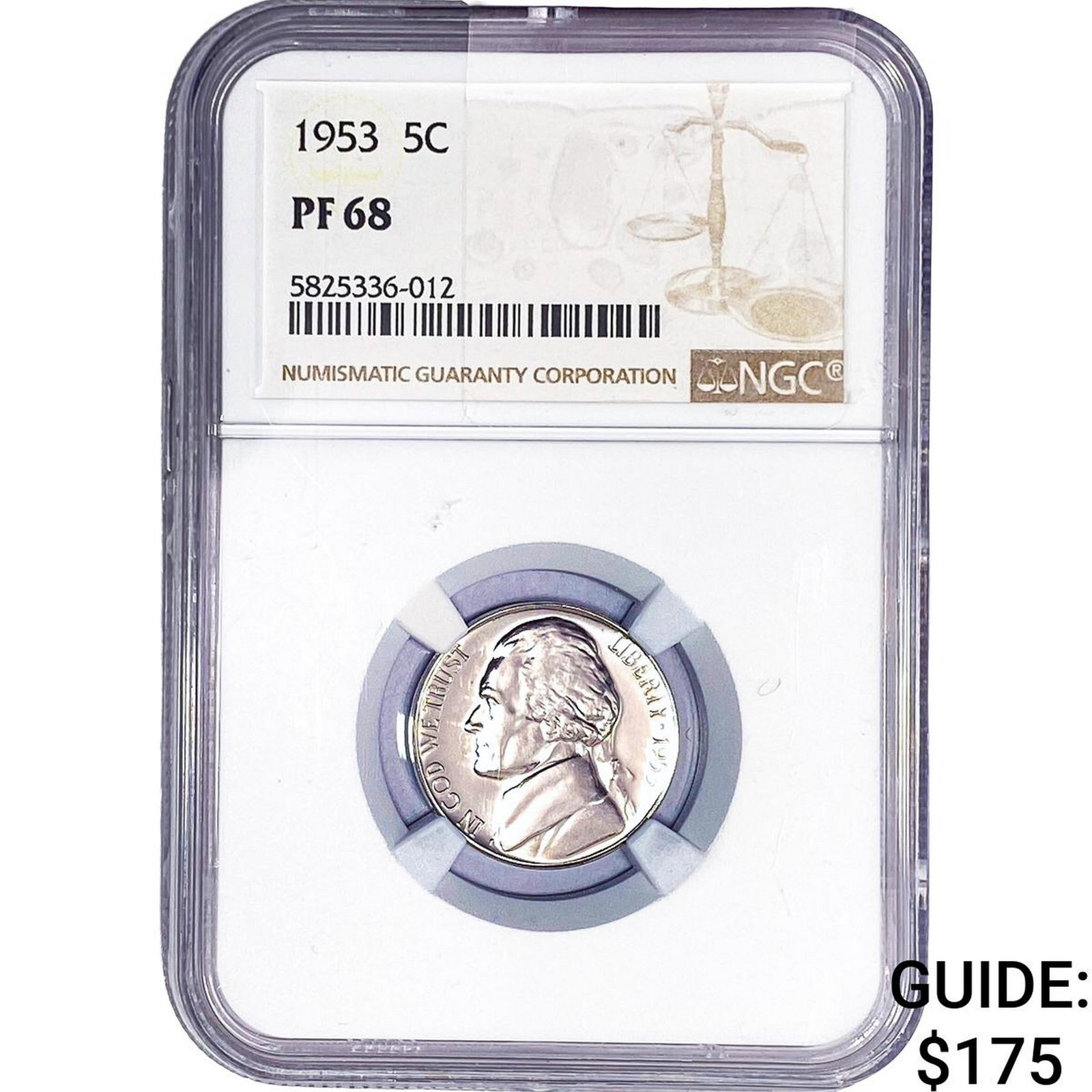 1953 Jefferson Nickel NGC PF68: 1953 Jefferson Nickel NGC PF68
