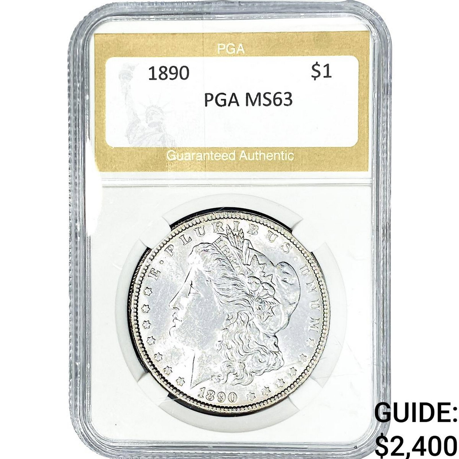 1890 Morgan Silver Dollar PGA MS63: 1890 Morgan Silver Dollar PGA MS63