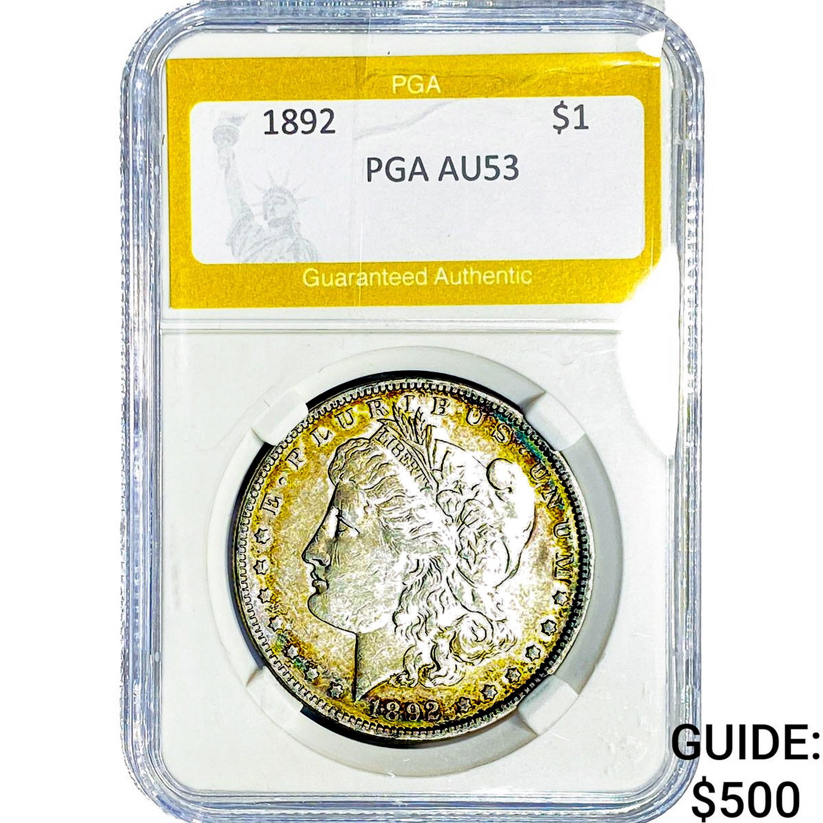 1892 Morgan Silver Dollar PGA AU53: 1892 Morgan Silver Dollar PGA AU53