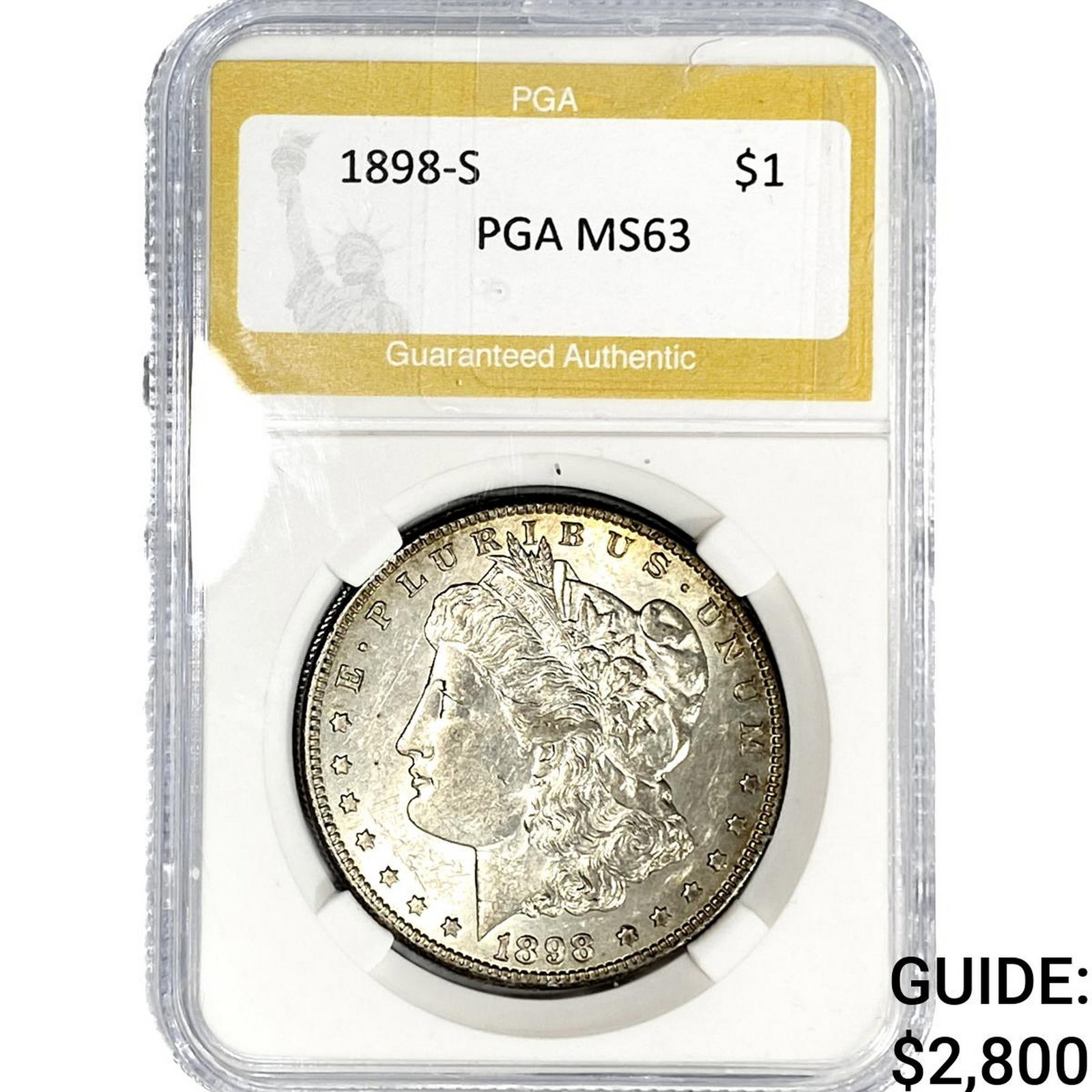 1898-S Morgan Silver Dollar PGA MS63: 1898-S Morgan Silver Dollar PGA MS63