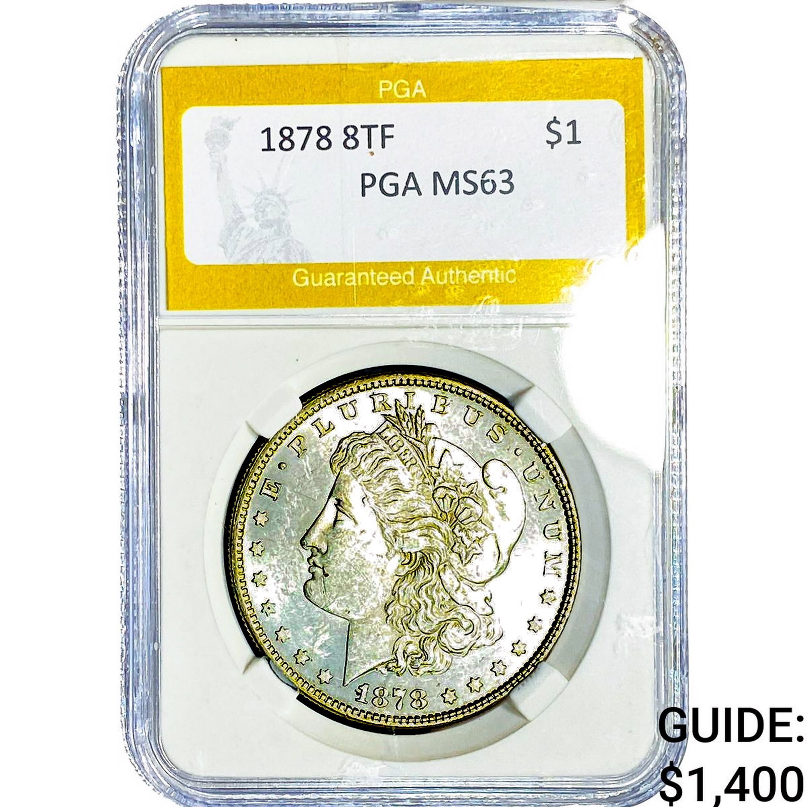 1878 8TF Morgan Silver Dollar PGA MS63: 1878 8TF Morgan Silver Dollar PGA MS63