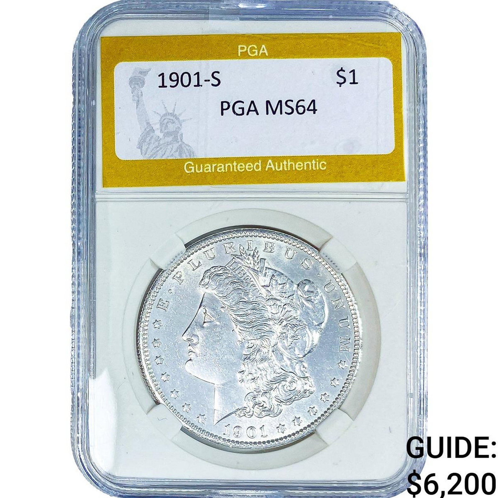 1901-S Morgan Silver Dollar PGA MS64: 1901-S Morgan Silver Dollar PGA MS64