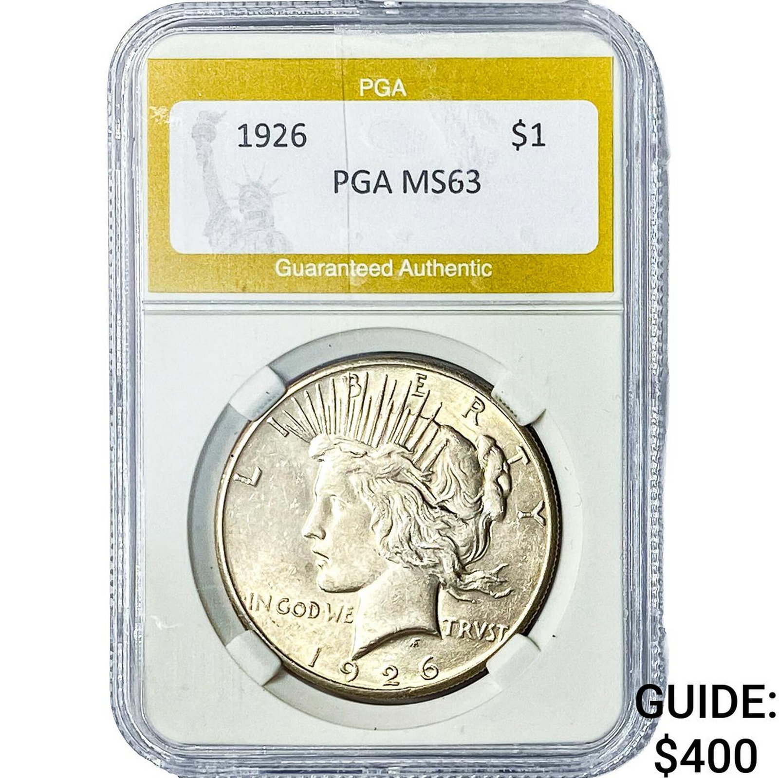 1926 Silver Peace Dollar PGA MS63: 1926 Silver Peace Dollar PGA MS63