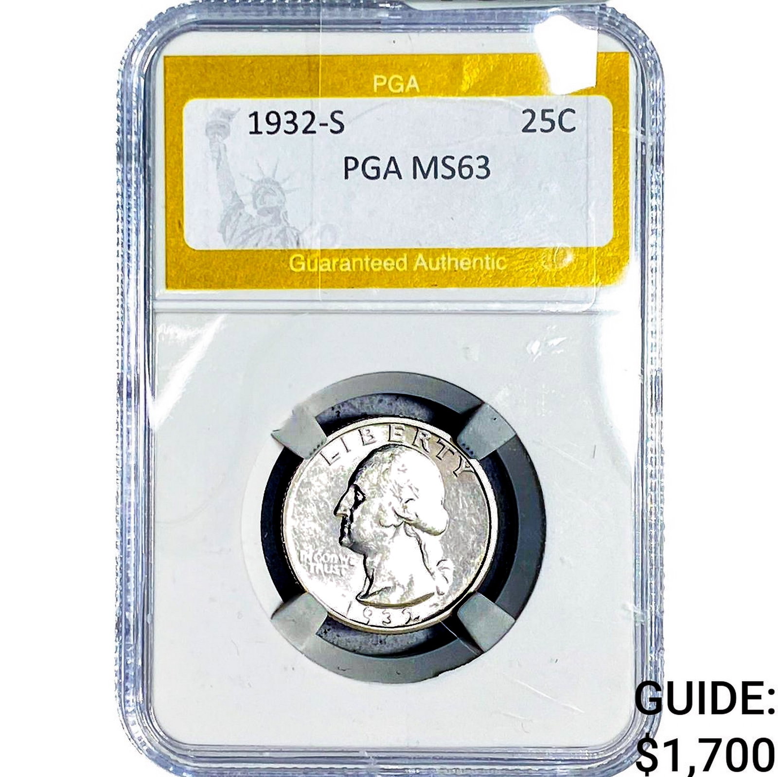 1932-S Washington Silver Quarter PGA MS63: 1932-S Washington Silver Quarter PGA MS63