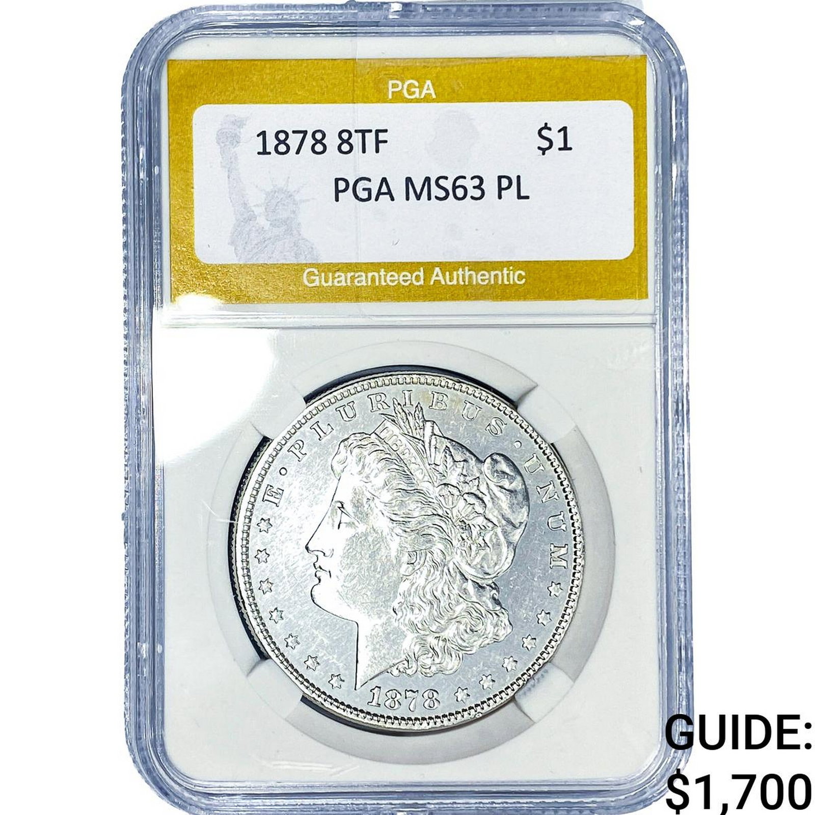 1878 8TF Morgan Silver Dollar PGA MS63 PL (1 of 2)