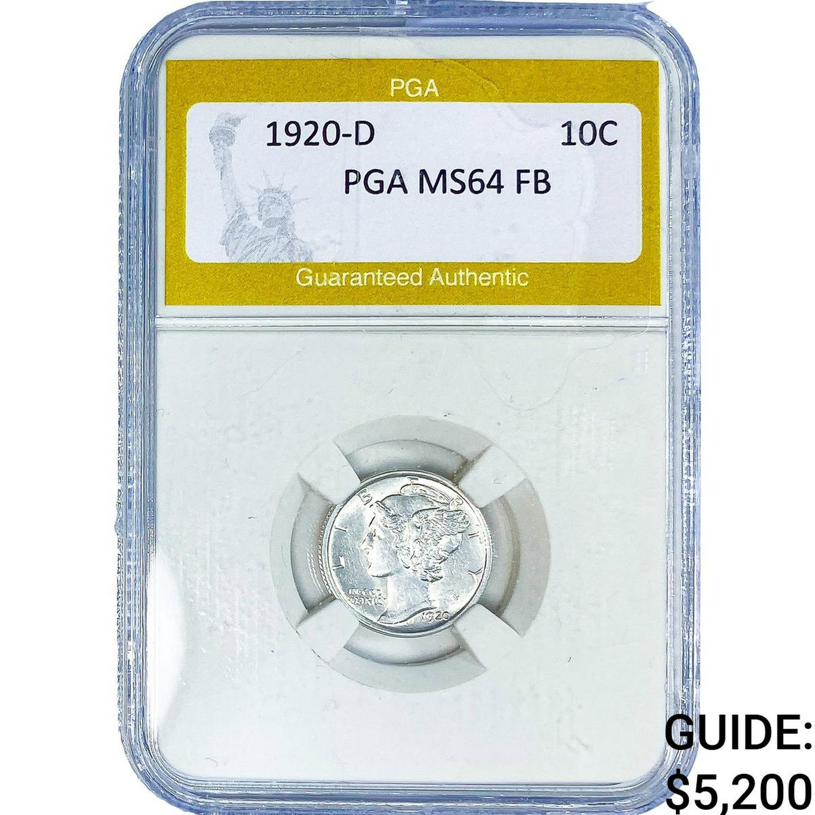1920-D Mercury Silver Dime PGA MS64 FB (1 of 2)
