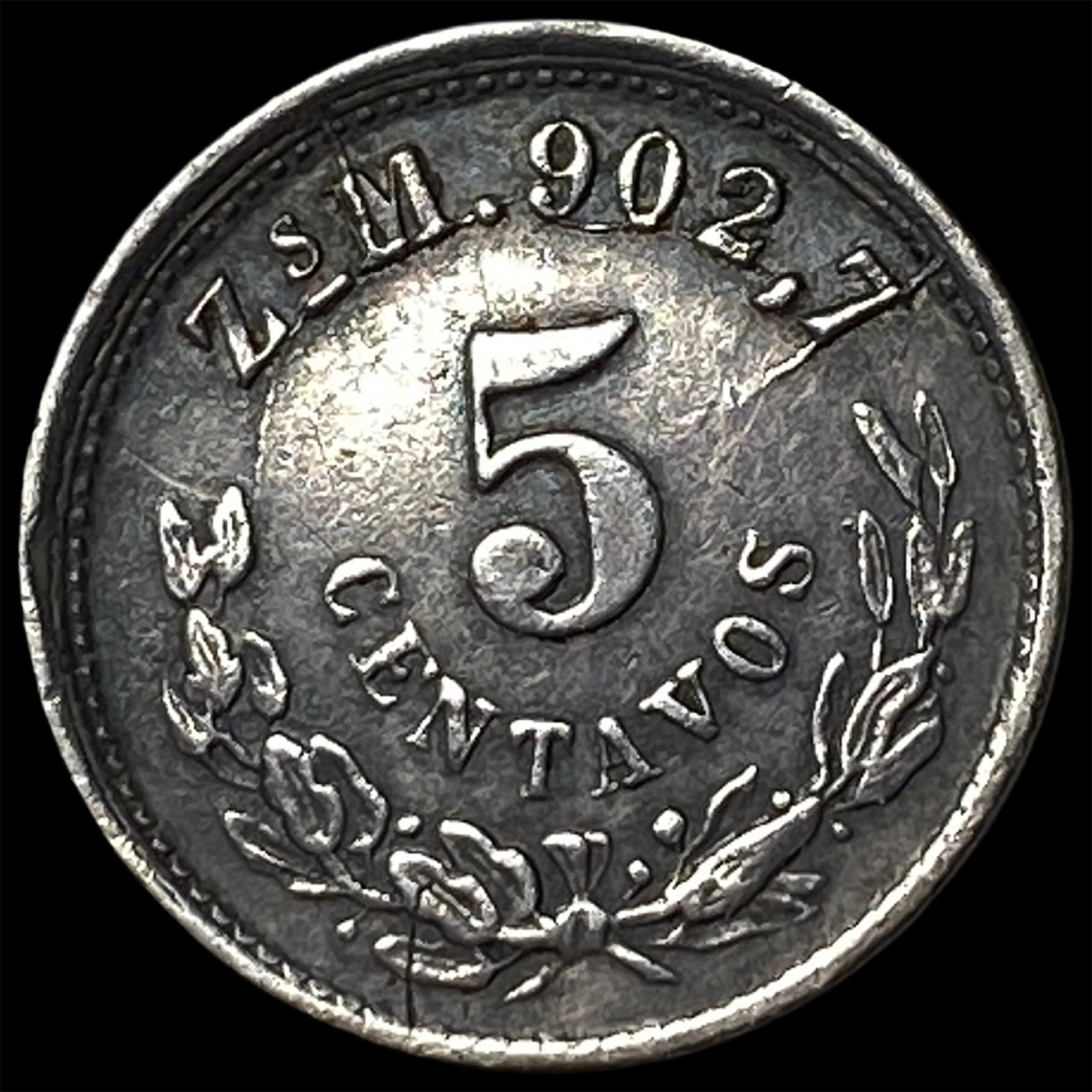 1905 Mexico Silver 5 Centavos - 2