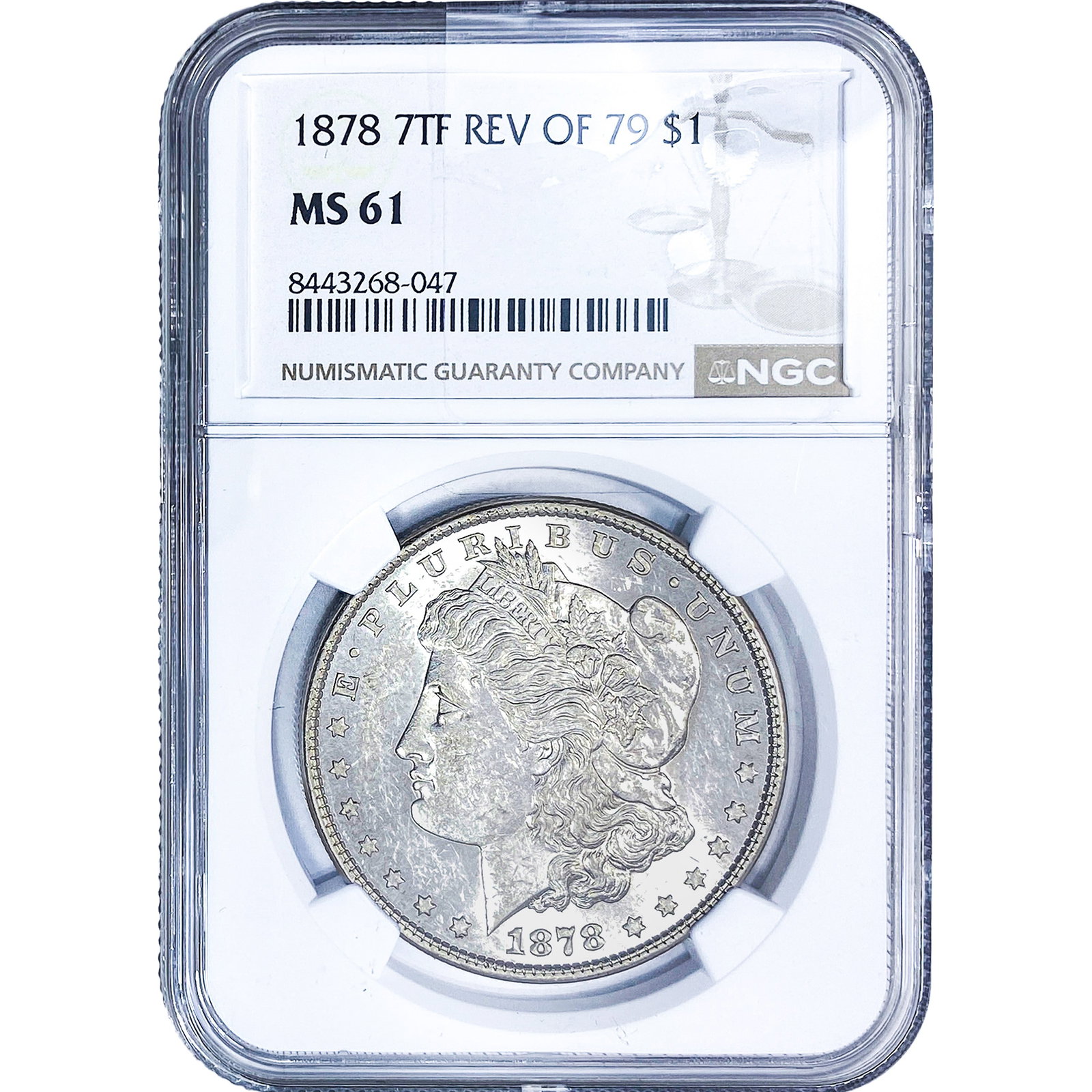 1878 7TF Morgan Silver Dollar NGC MS61 Rev of 79: 1878 7TF Morgan Silver Dollar NGC MS61 Rev of 79