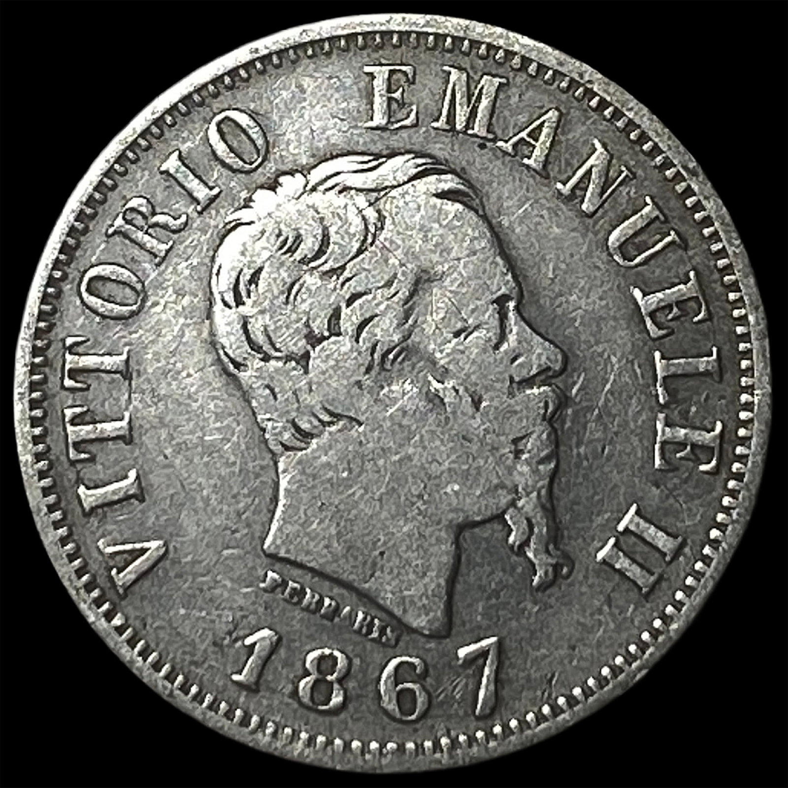 1867M Italy Silver 50 Centesimi: 1867M Italy Silver 50 Centesimi