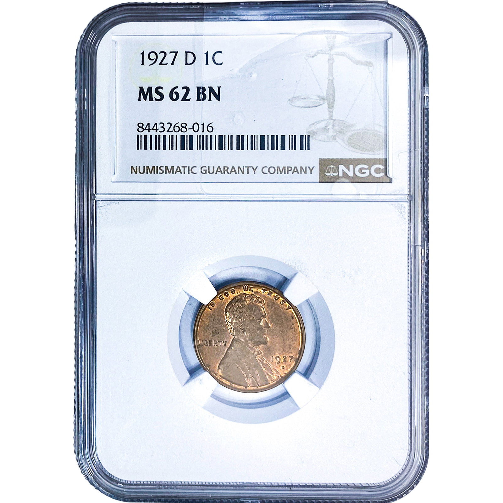 1927-D Wheat Cent NGC MS62 BN: 1927-D Wheat Cent NGC MS62 BN