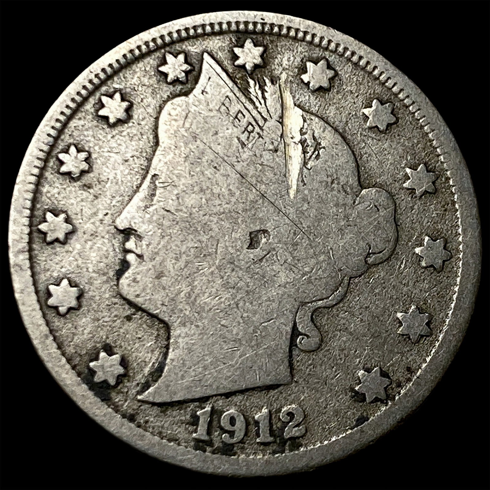 1912-S Liberty Head Nickel NICELY CIRCULATED: 1912-S Liberty Head Nickel NICELY CIRCULATED