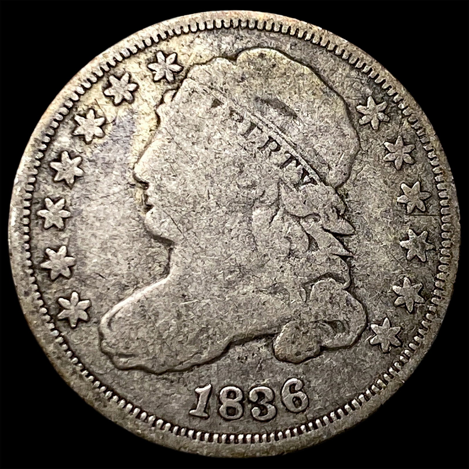 1836 Capped Bust Dime NICELY CIRCULATED: 1836 Capped Bust Dime NICELY CIRCULATED