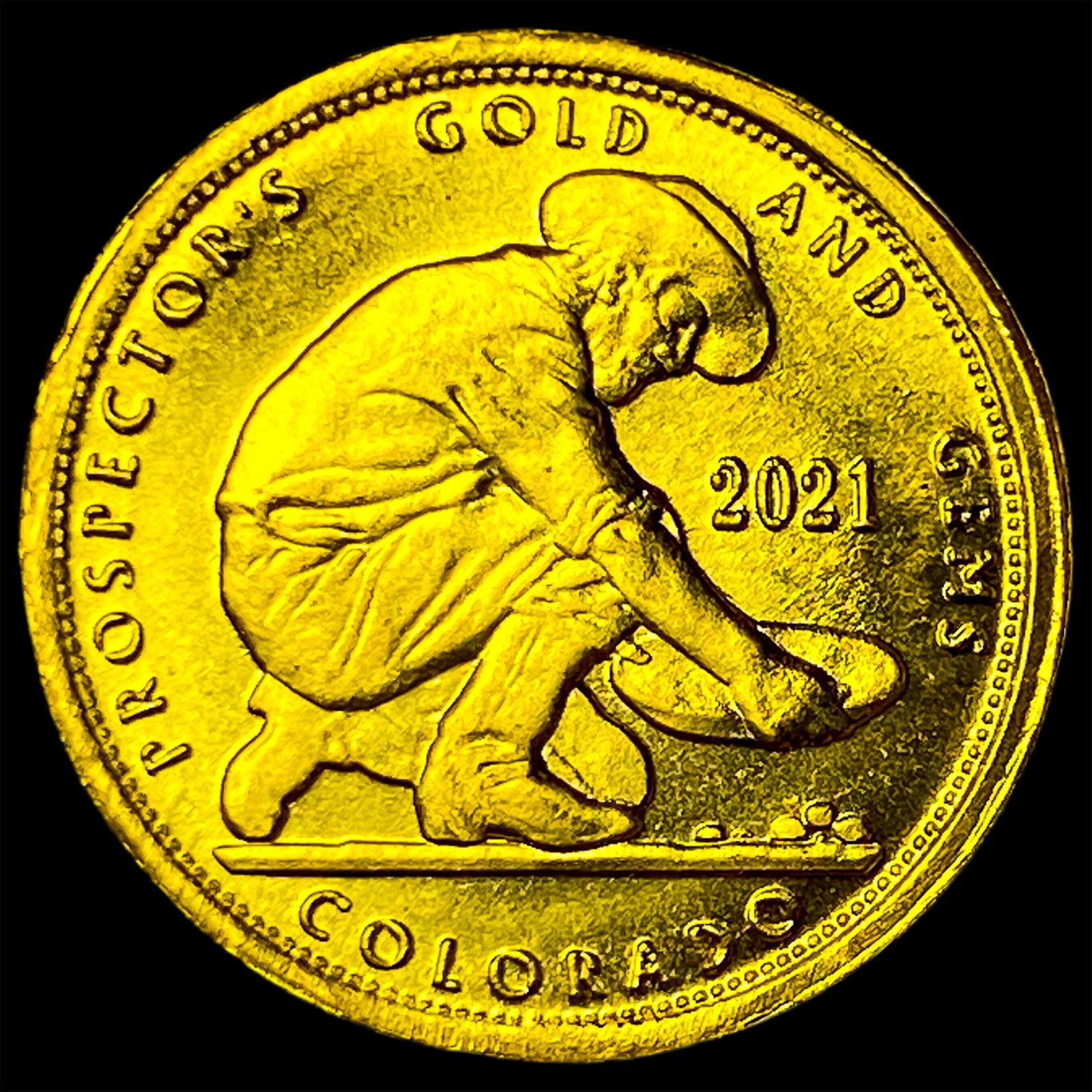 2021 24Kt Gold 0.10 Troy Oz Prospector's Coin CHOICE PROOF: 2021 24Kt Gold 0.10 Troy Oz Prospector's Coin CHOICE PROOF
