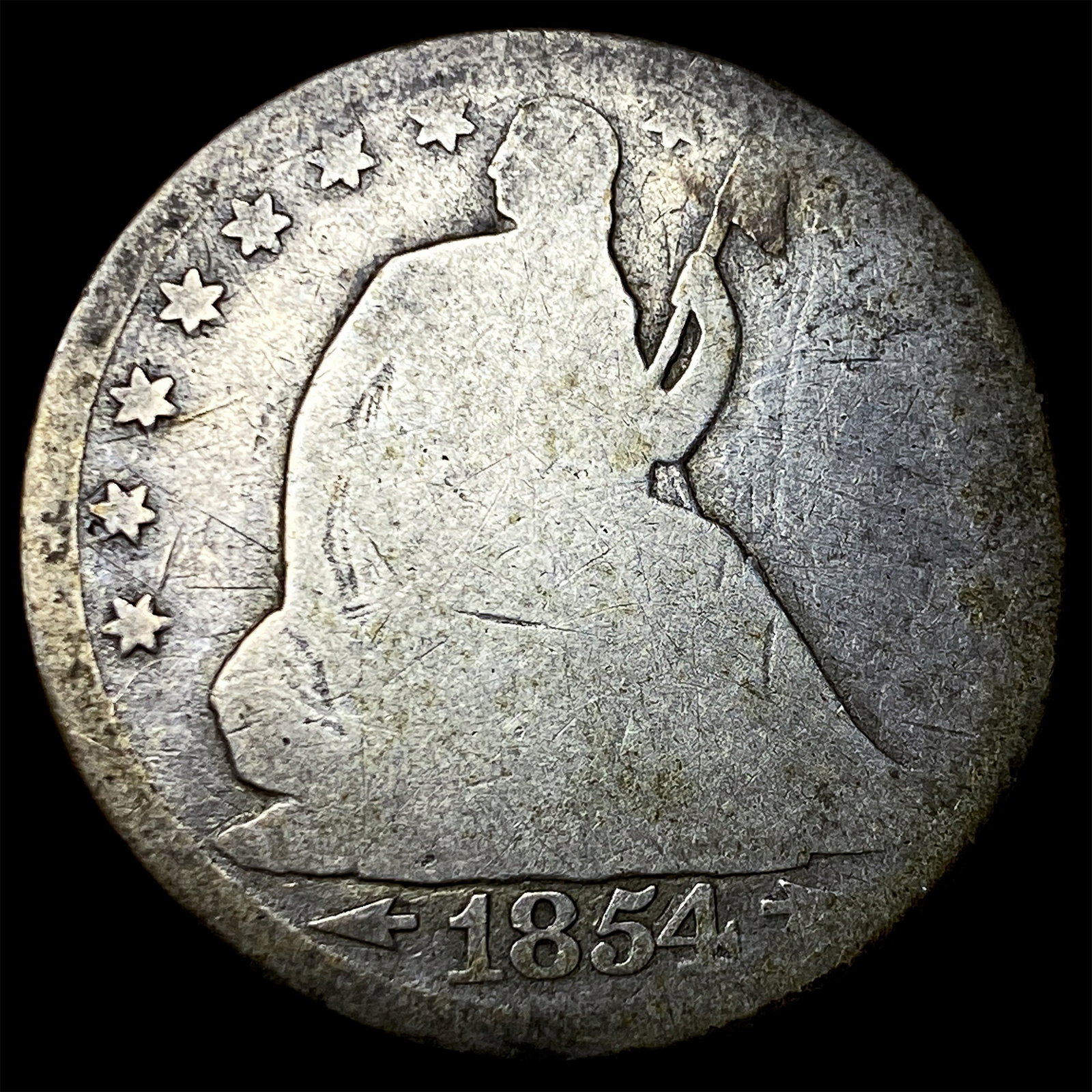 1854 Arrows Seated Liberty Half Dollar NICELY CIRCULATED: 1854 Arrows Seated Liberty Half Dollar NICELY CIRCULATED