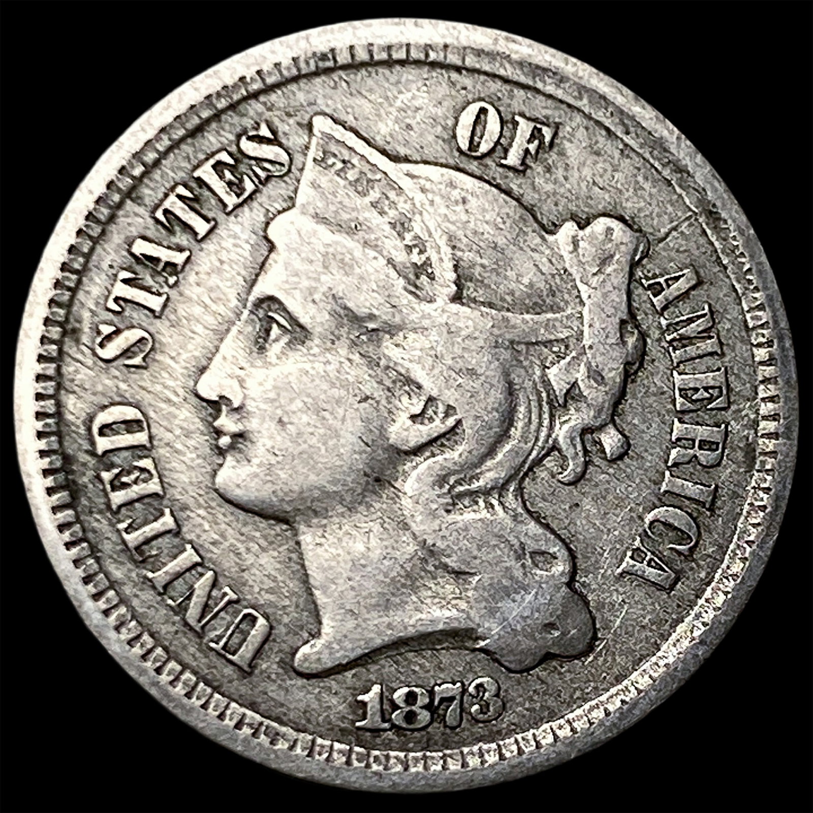 1873 Nickel Three-Cent Piece LIGHTLY CIRCULATED: 1873 Nickel Three-Cent Piece LIGHTLY CIRCULATED