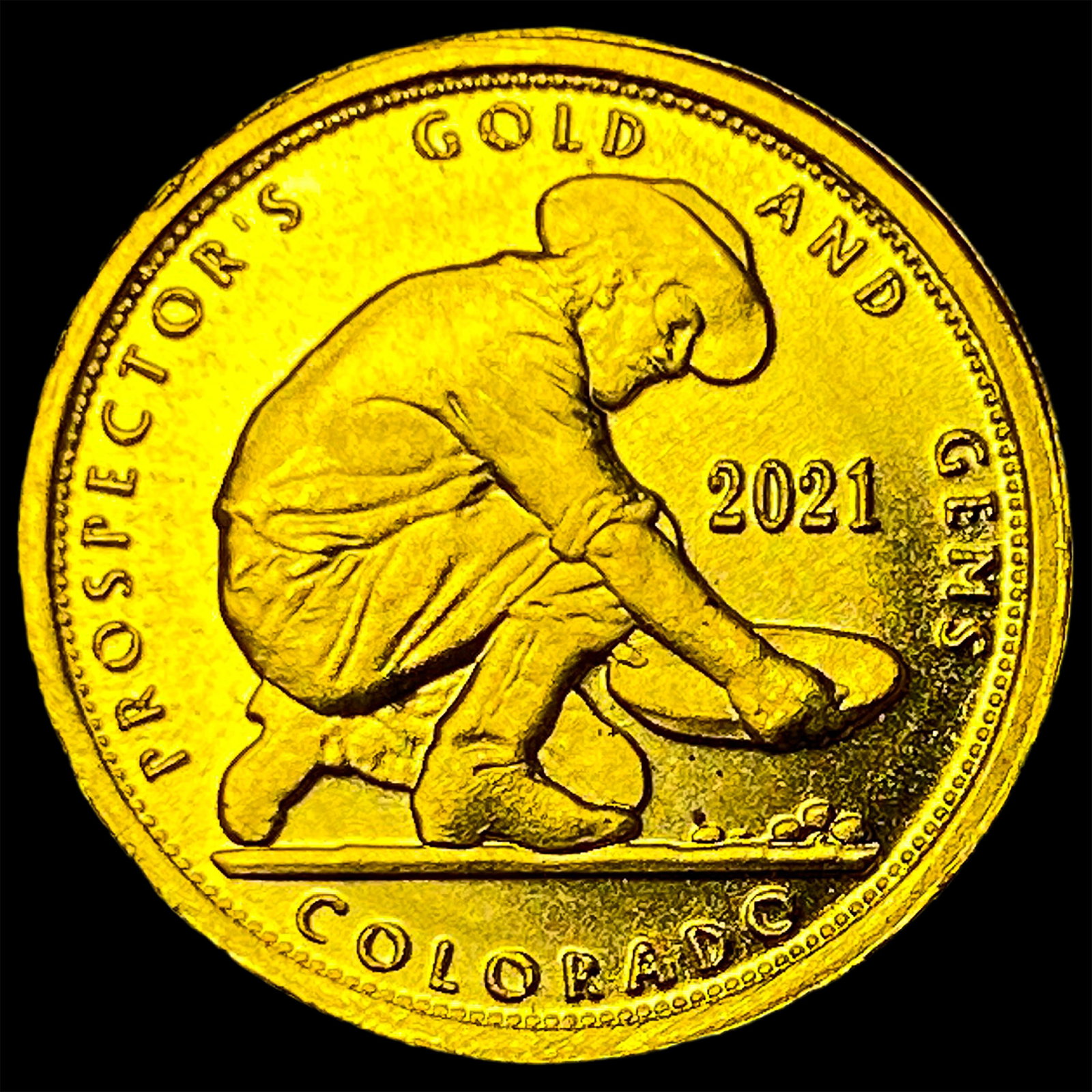 2021 24K Gold 0.10 Troy Oz Prospector's Round CHOICE PROOF: 2021 24K Gold 0.10 Troy Oz Prospector's Round CHOICE PROOF