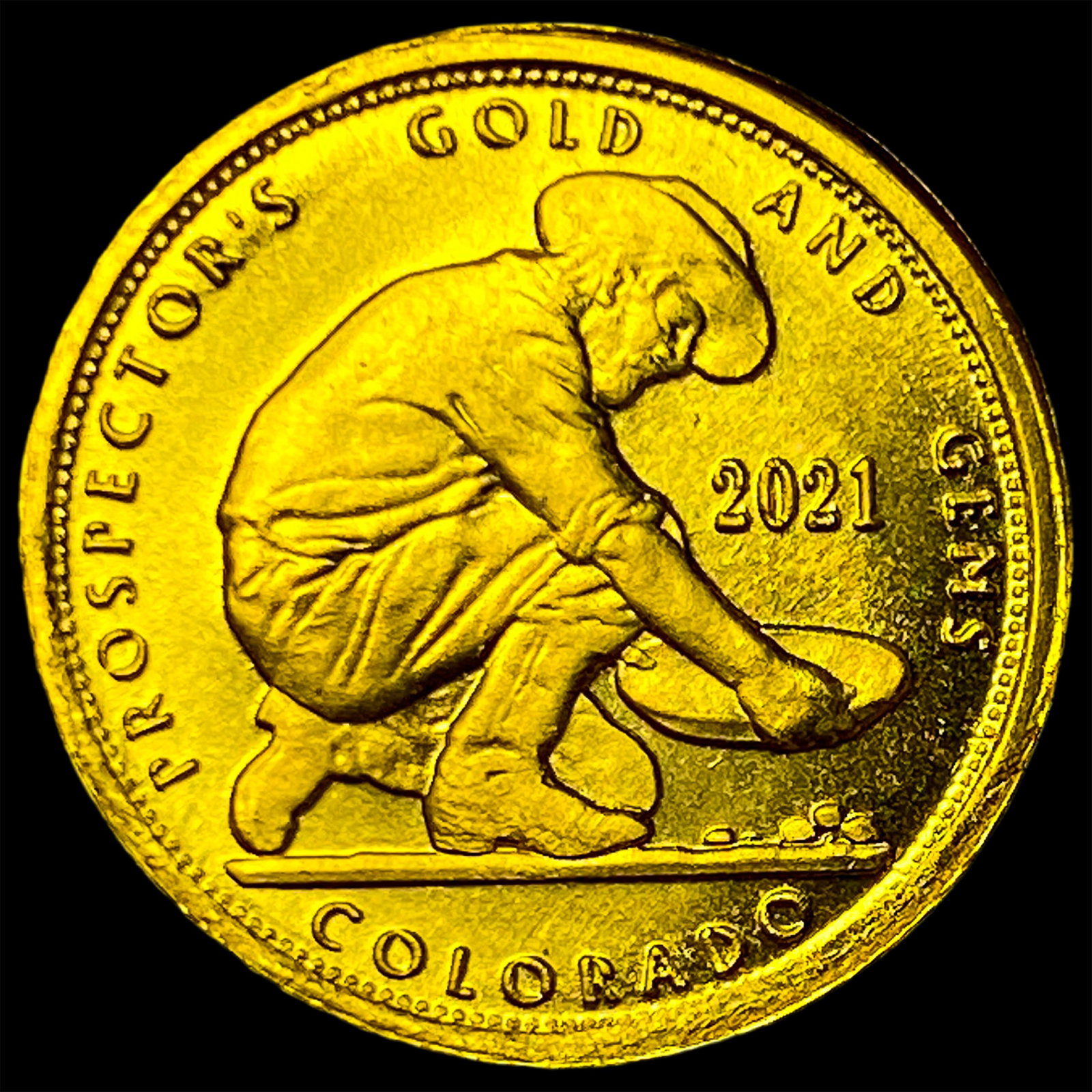 2021 24K Gold 0.10 Troy Oz Prospector's Round CHOICE PROOF (1 of 2)