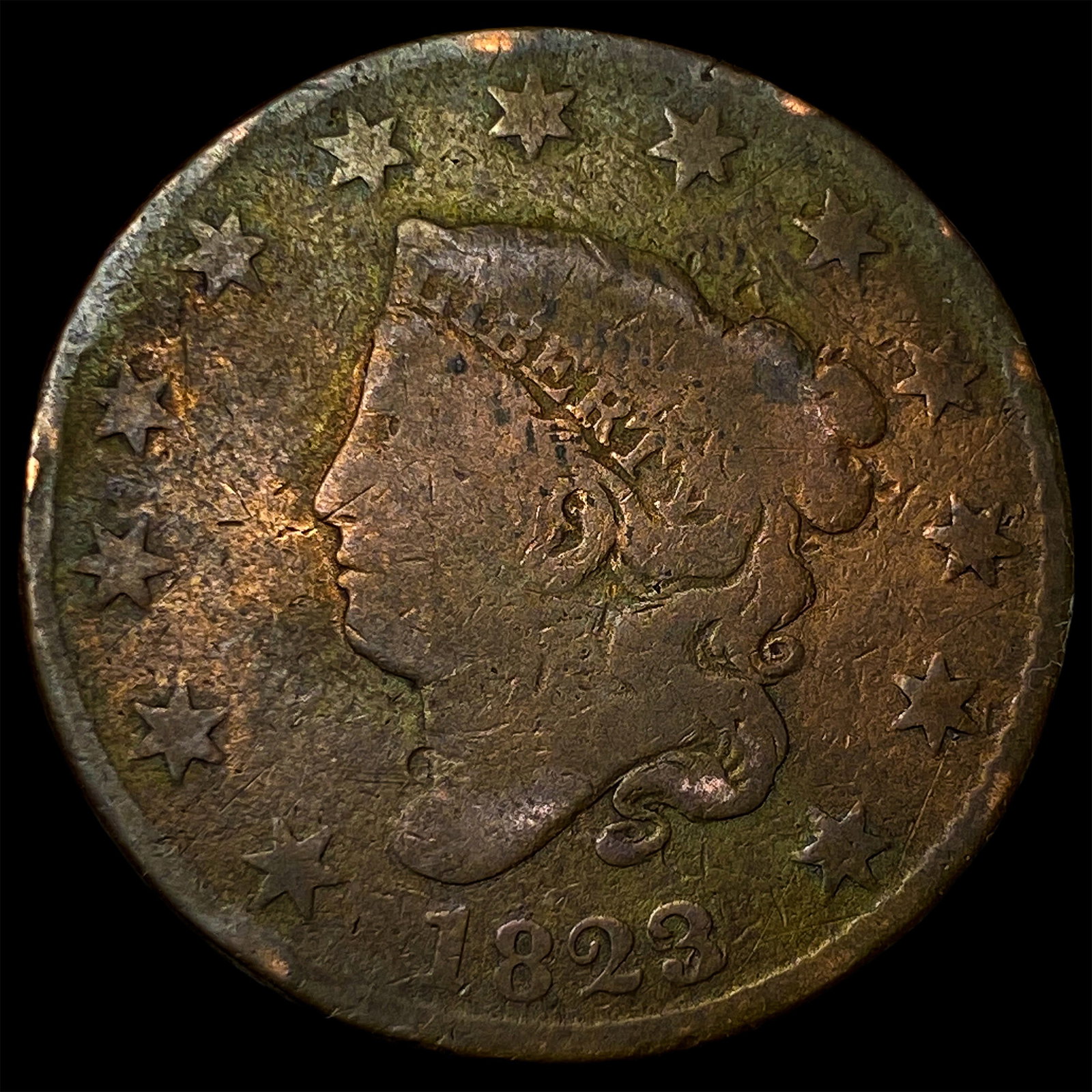 1823 Coronet Head Large Cent NICELY CIRCULATED: 1823 Coronet Head Large Cent NICELY CIRCULATED