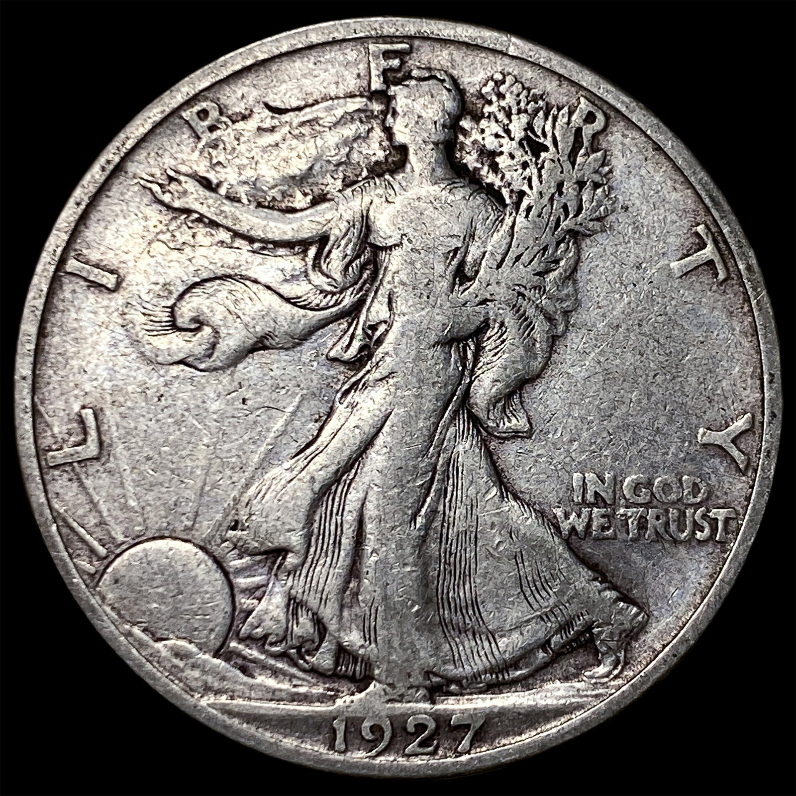 1927-S Silver Walking Liberty Half Dollar NEARLY UNCIRCULATED: 1927-S Silver Walking Liberty Half Dollar NEARLY UNCIRCULATED