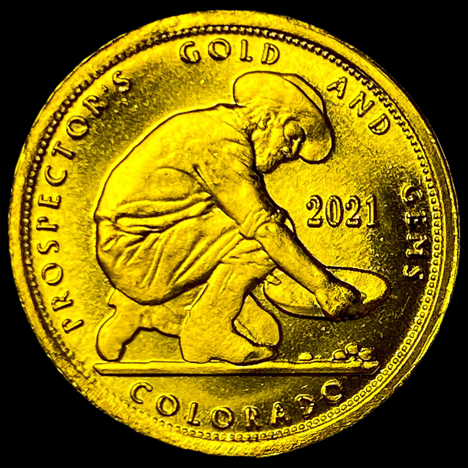 2021 24K Gold 0.10 Troy Oz Prospector Round CHOICE PROOF: 2021 24K Gold 0.10 Troy Oz Prospector Round CHOICE PROOF