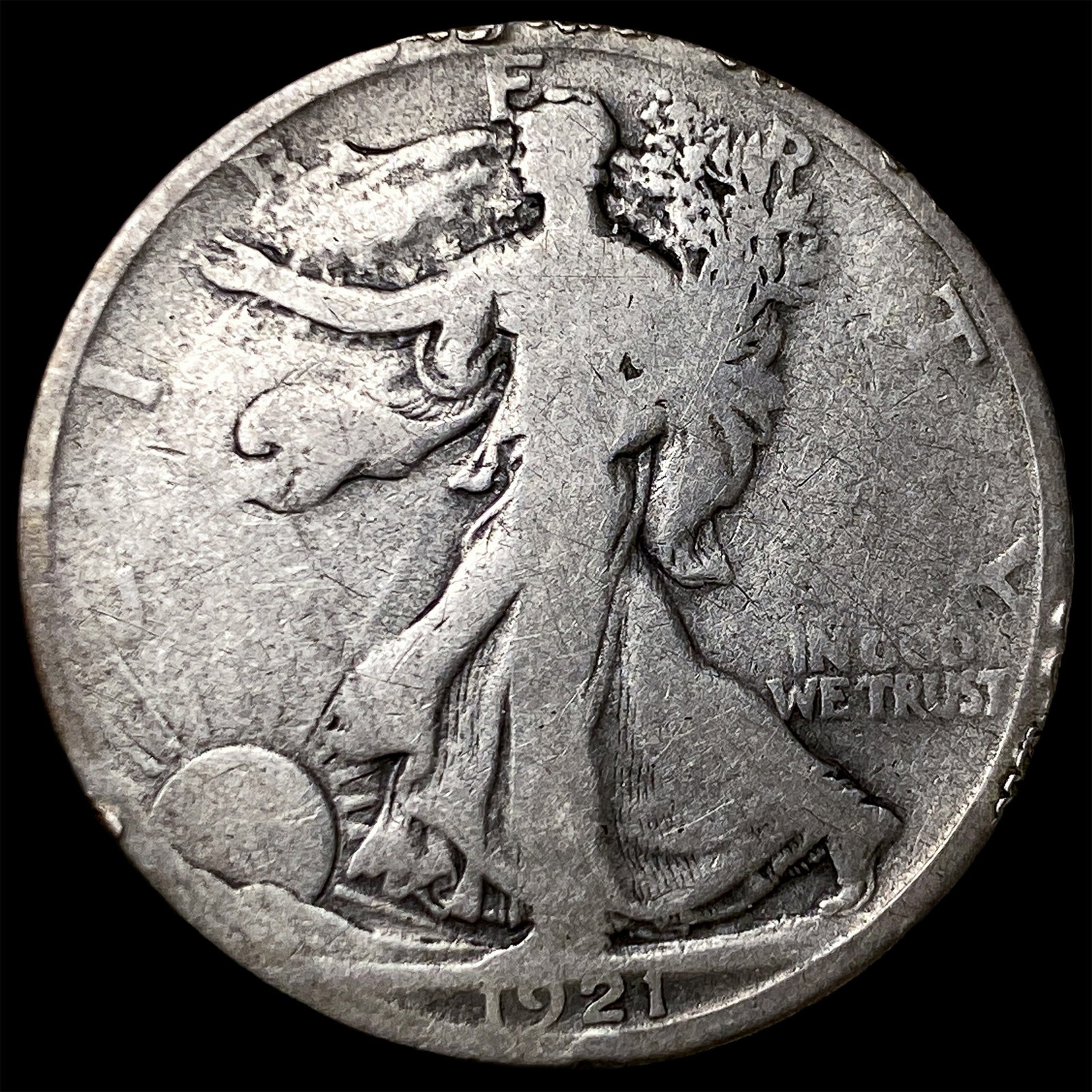 1921-D Silver Walking Liberty Half Dollar NICELY CIRCULATED: 1921-D Silver Walking Liberty Half Dollar NICELY CIRCULATED