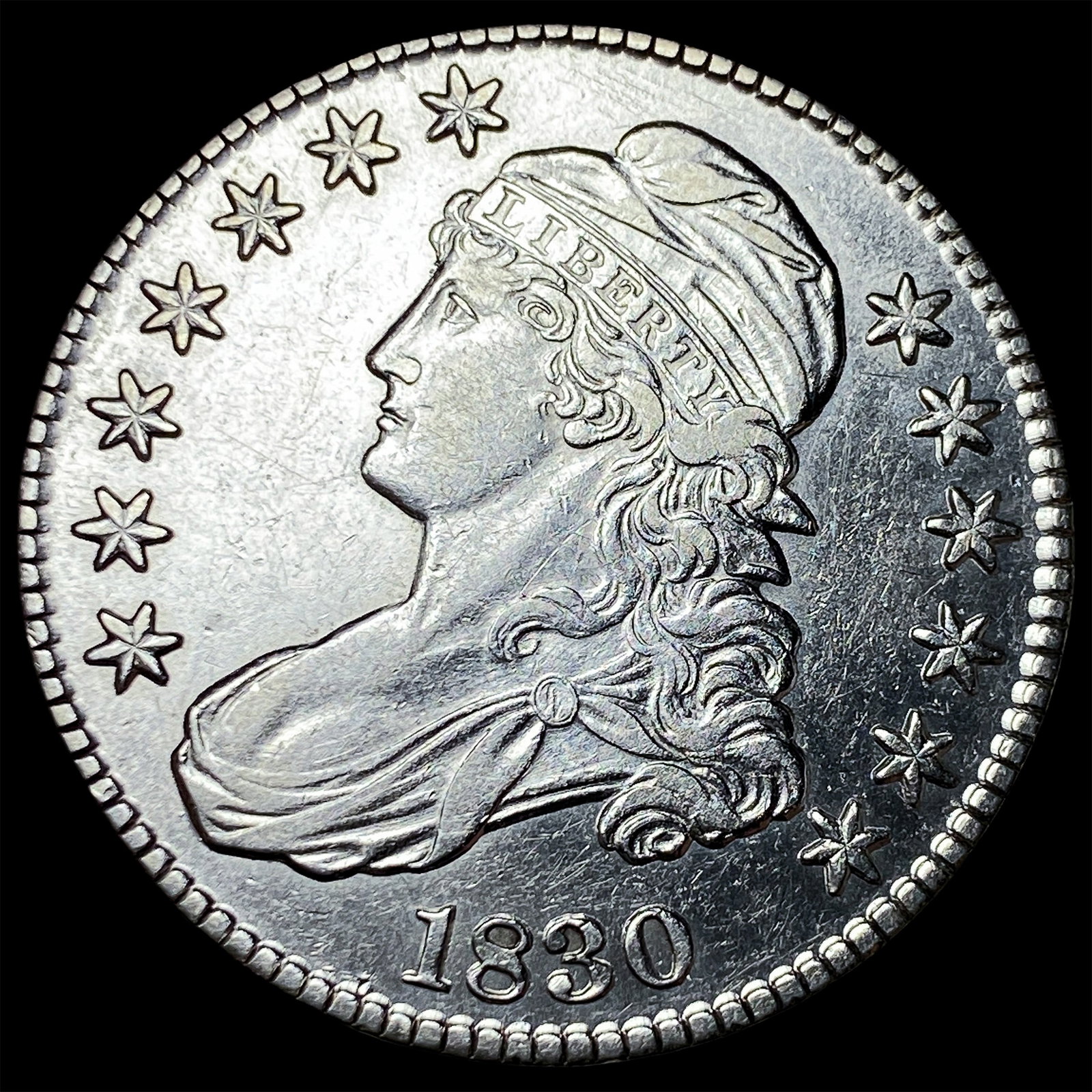 1830 Capped Bust Half Dollar CLOSELY UNCIRCULATED: 1830 Capped Bust Half Dollar CLOSELY UNCIRCULATED