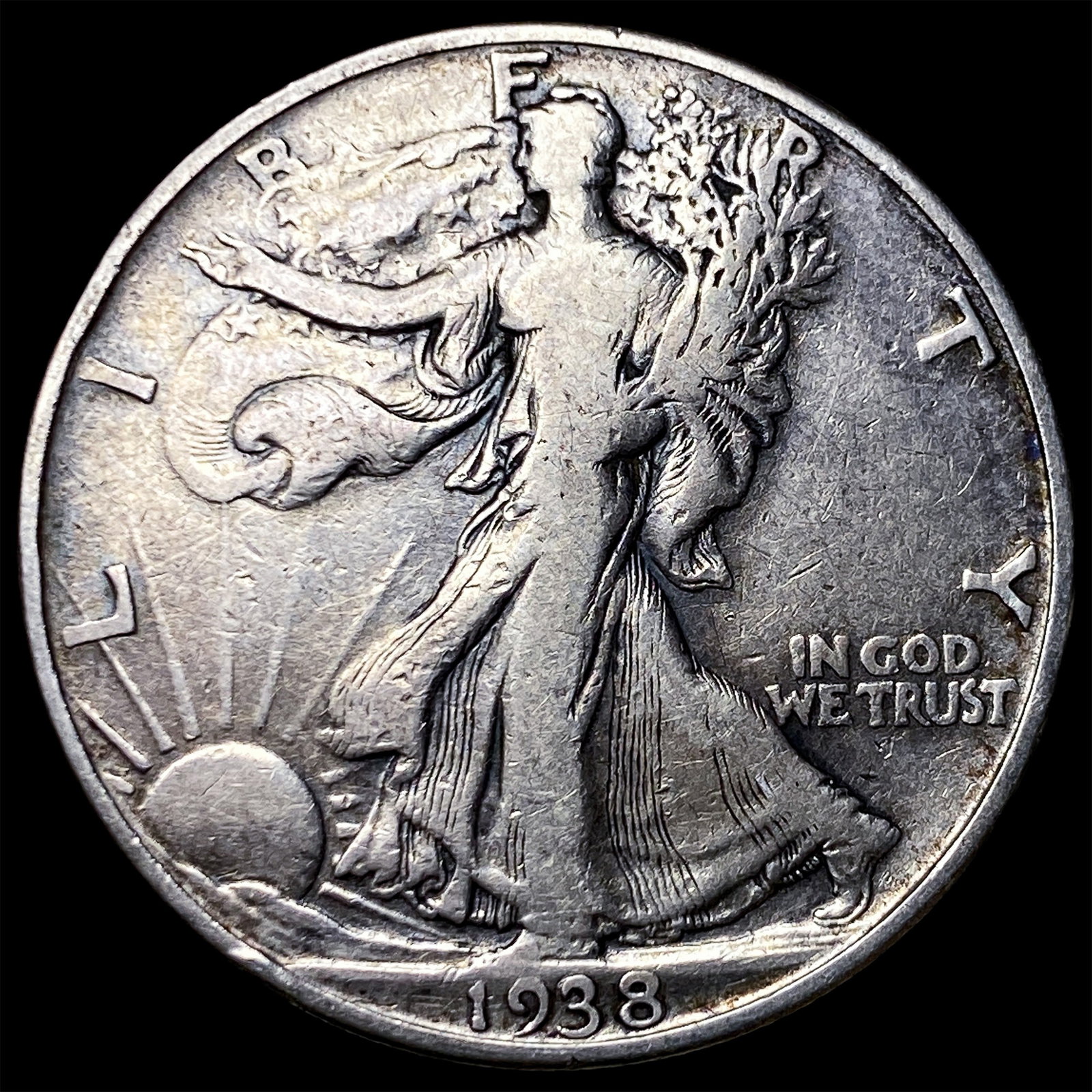 1938-D Silver Walking Liberty Half Dollar LIGHTLY CIRCULATED: 1938-D Silver Walking Liberty Half Dollar LIGHTLY CIRCULATED