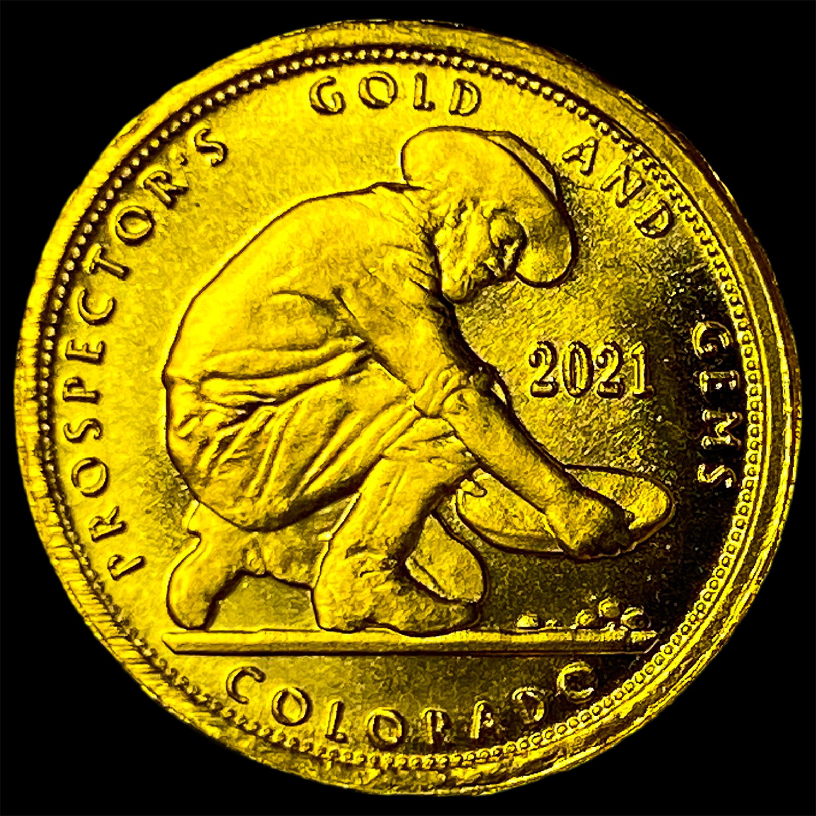 2021 24Kt Gold 0.10 Troy Oz Prospector's Round CHOICE PROOF: 2021 24Kt Gold 0.10 Troy Oz Prospector's Round CHOICE PROOF