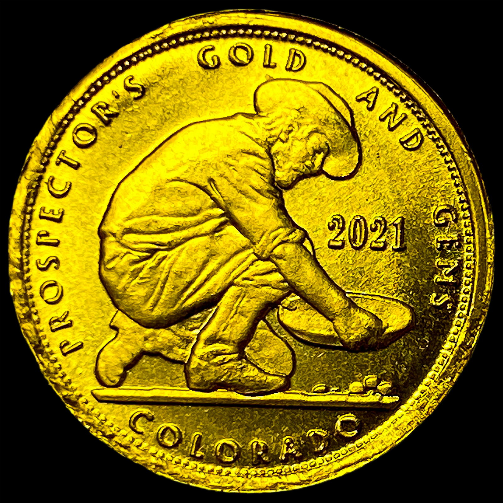 2021 24Kt Gold 0.10 Troy Oz Prospector's Round CHOICE PROOF: 2021 24Kt Gold 0.10 Troy Oz Prospector's Round CHOICE PROOF