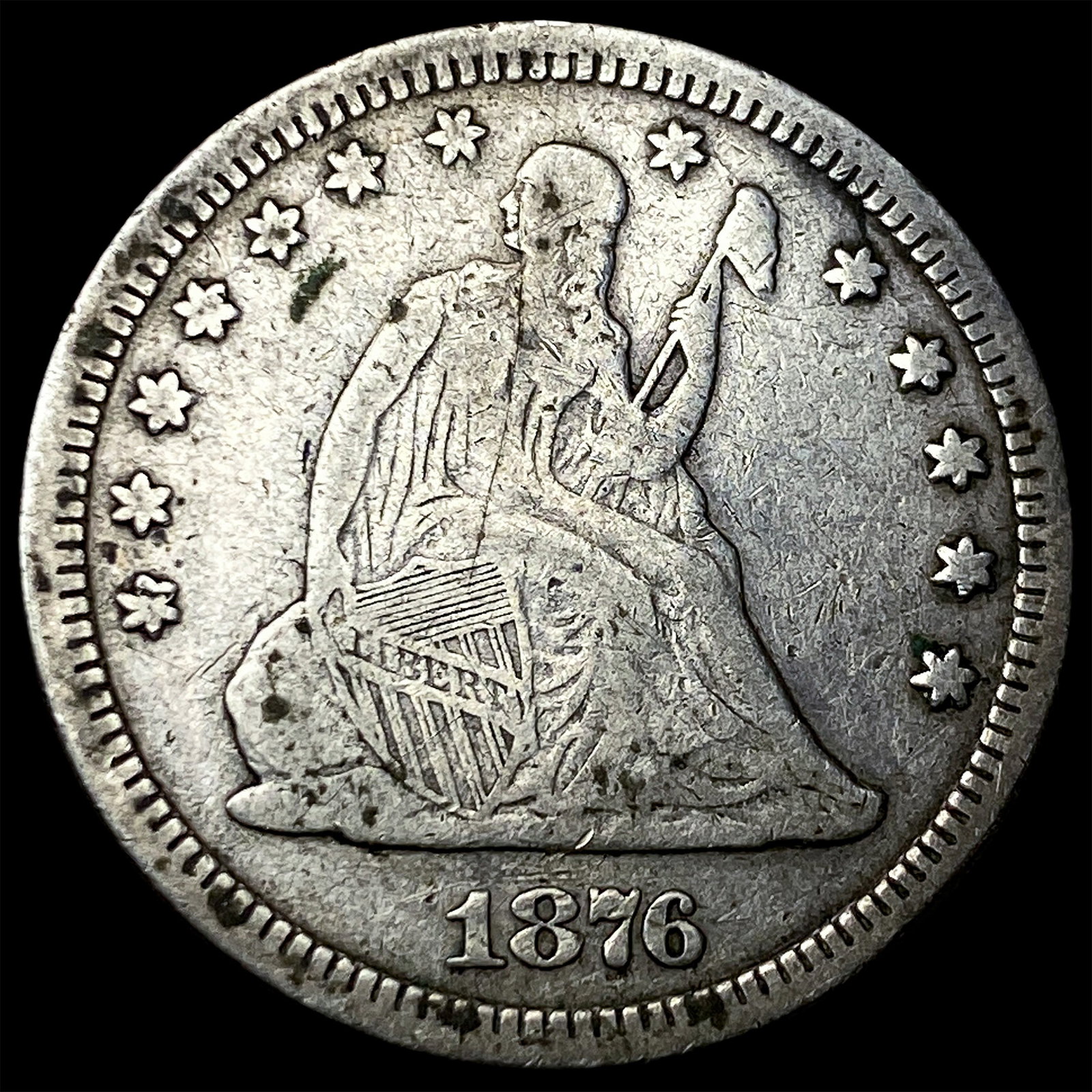 1876 Silver Seated Liberty Quarter LIGHTLY CIRCULATED (1 of 2)