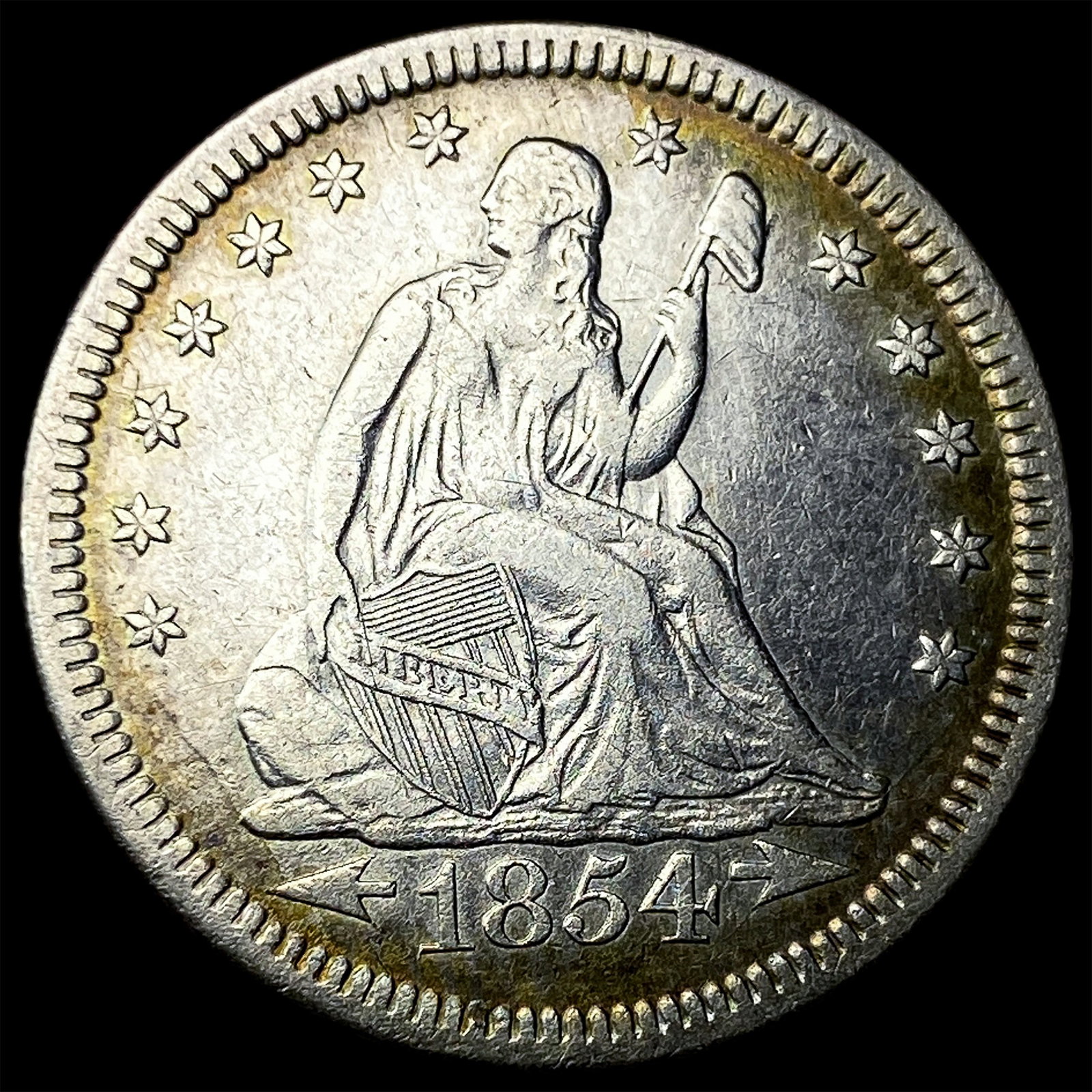 1854 Arrows Seated Liberty Quarter CLOSELY UNCIRCULATED: 1854 Arrows Seated Liberty Quarter CLOSELY UNCIRCULATED