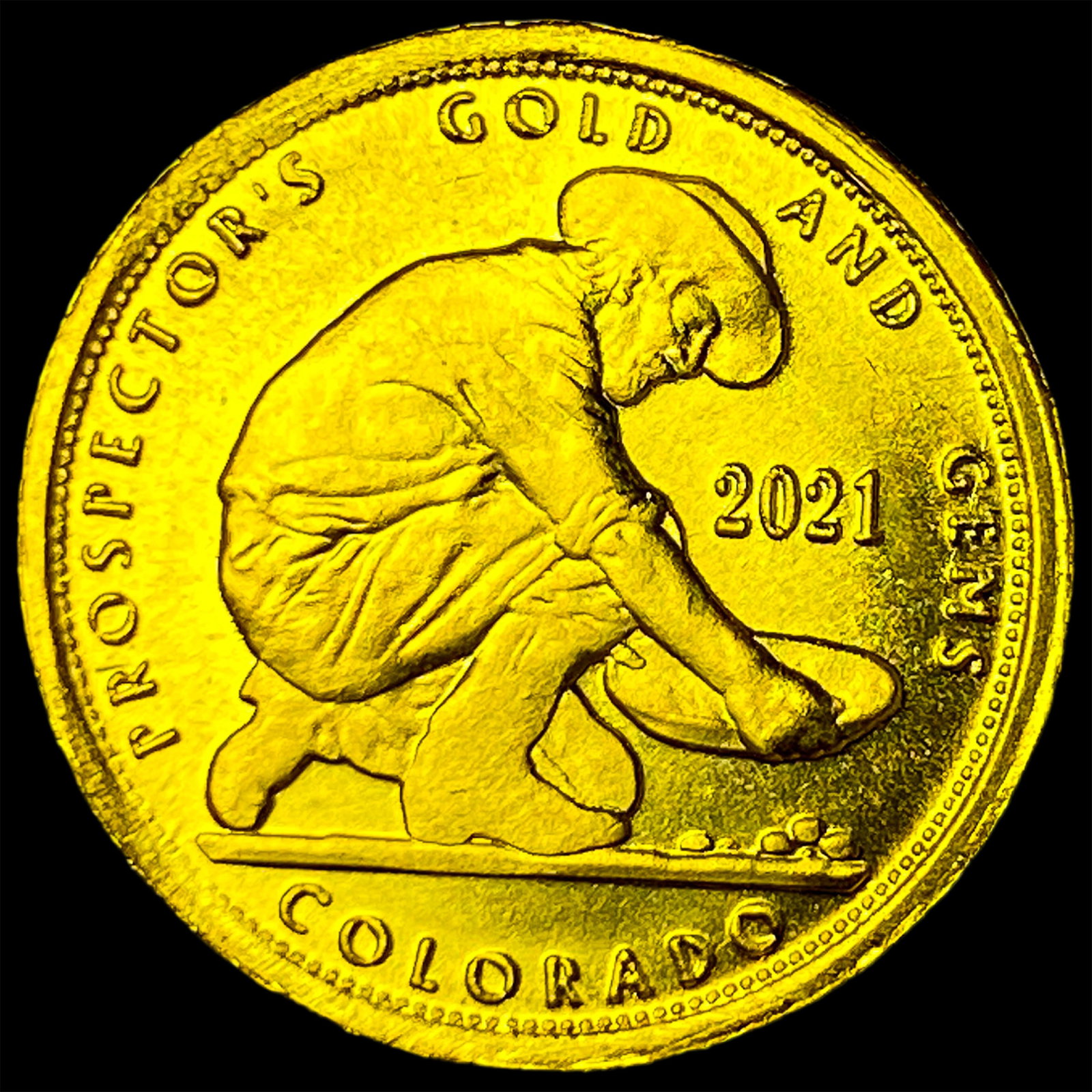 2021 24Kt Gold 0.10 Troy Oz Prospector's Round CHOICE PROOF (1 of 2)
