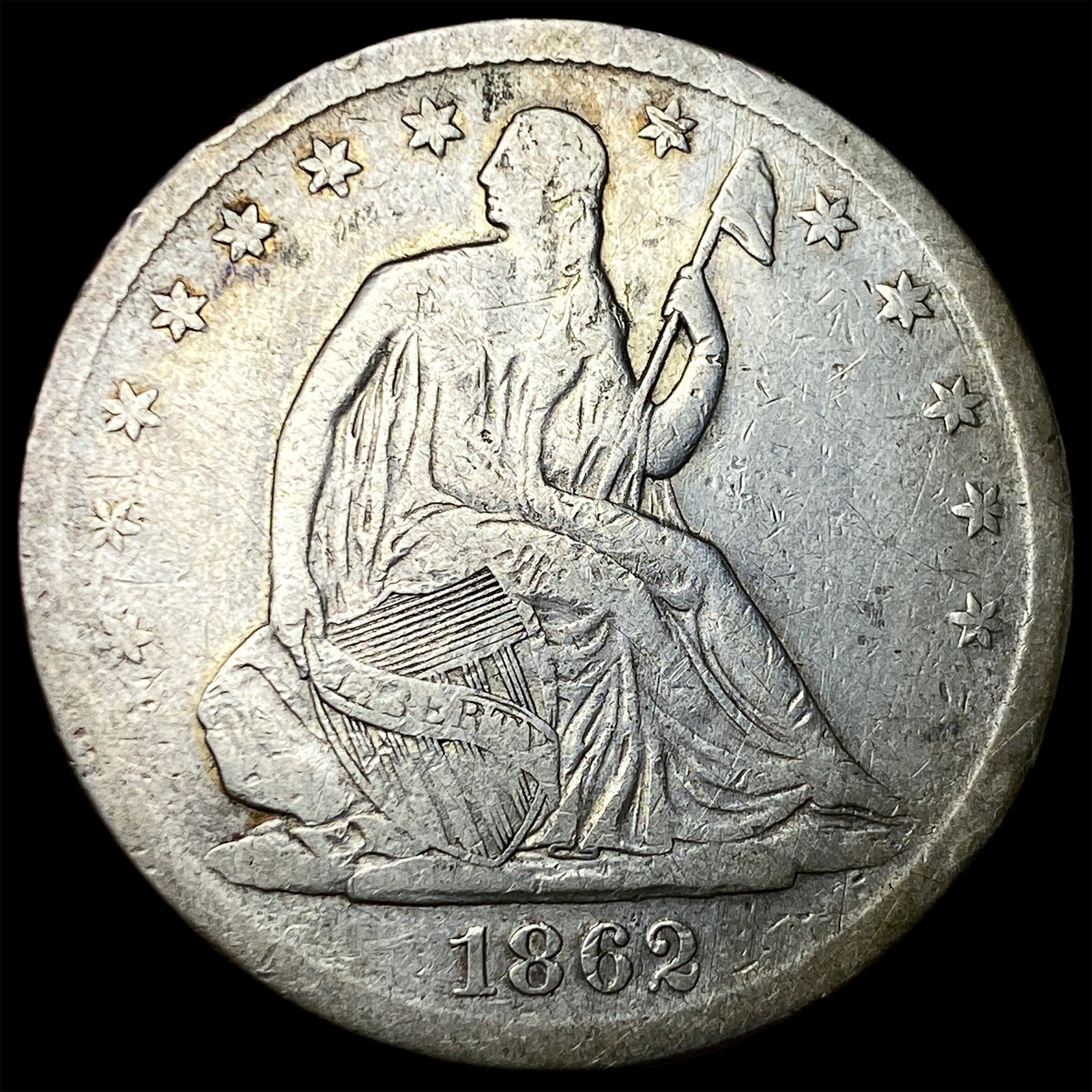 1862-S Silver Half Dollar ABOUT UNCIRCULATED: 1862-S Silver Half Dollar ABOUT UNCIRCULATED