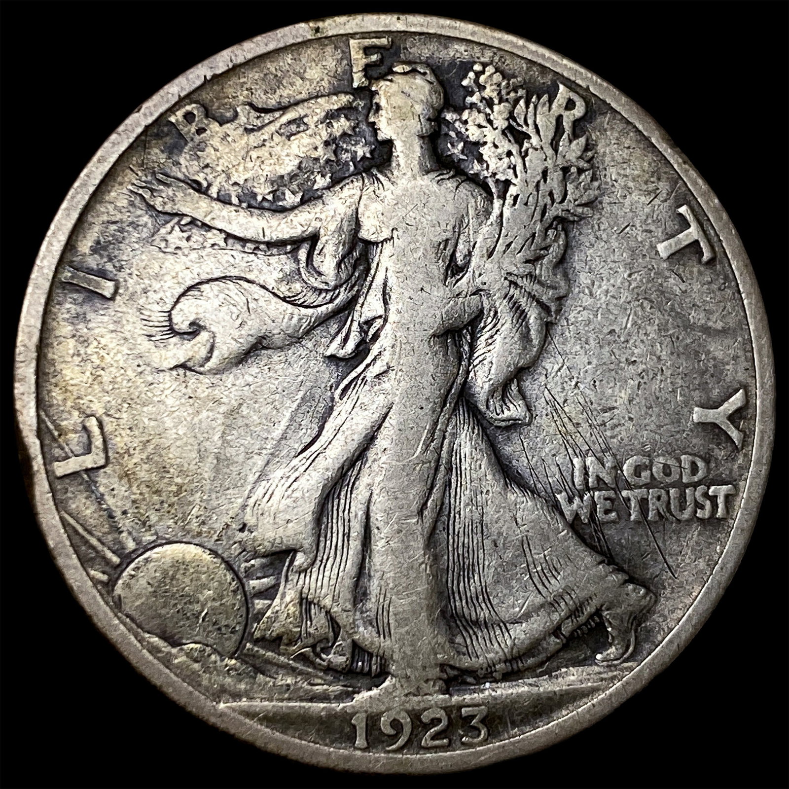 1923-S Silver Walking Liberty Half Dollar LIGHTLY CIRCULATED (1 of 2)