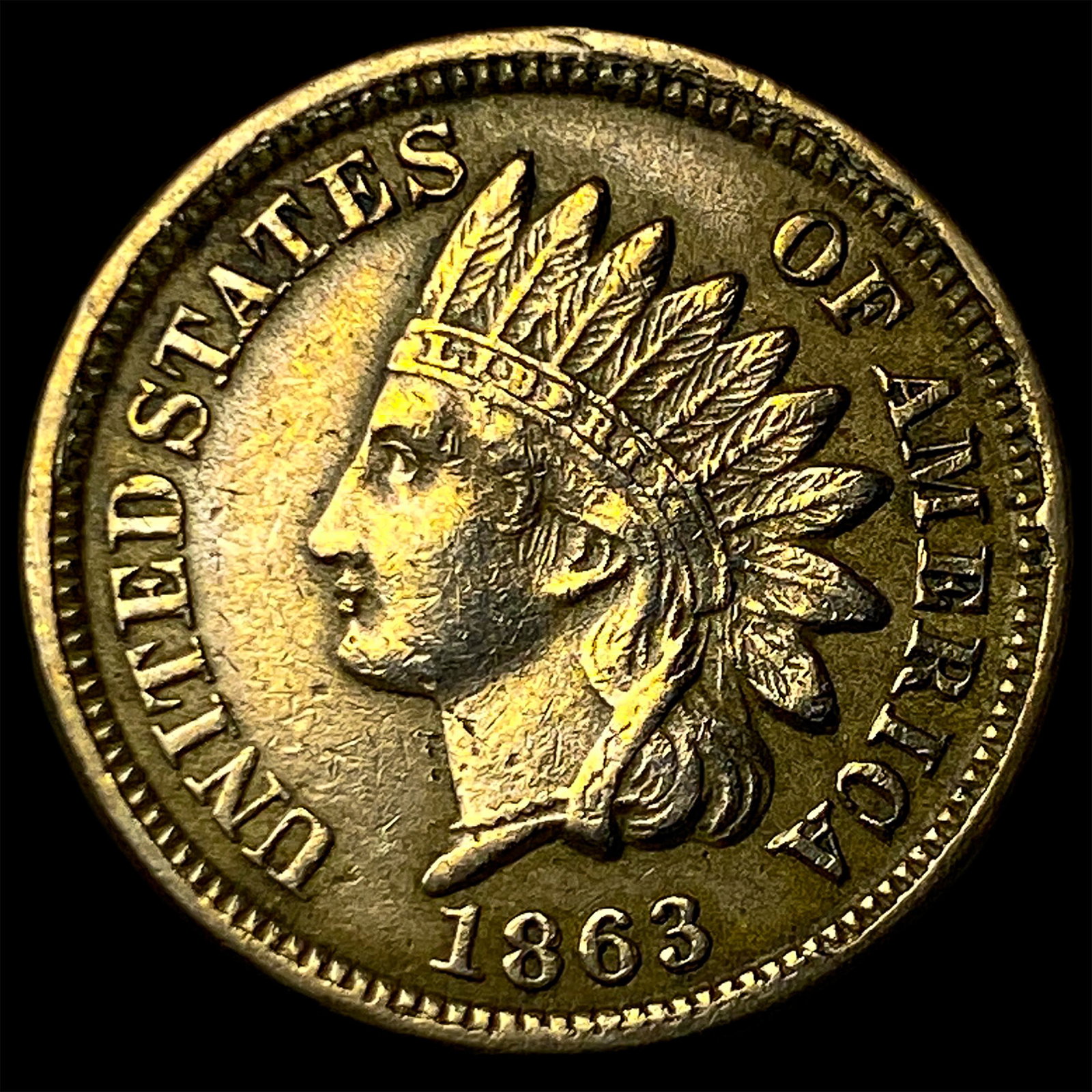 1863 Copper-Nickel Indian Head Cent CLOSELY UNCIRCULATED: 1863 Copper-Nickel Indian Head Cent CLOSELY UNCIRCULATED