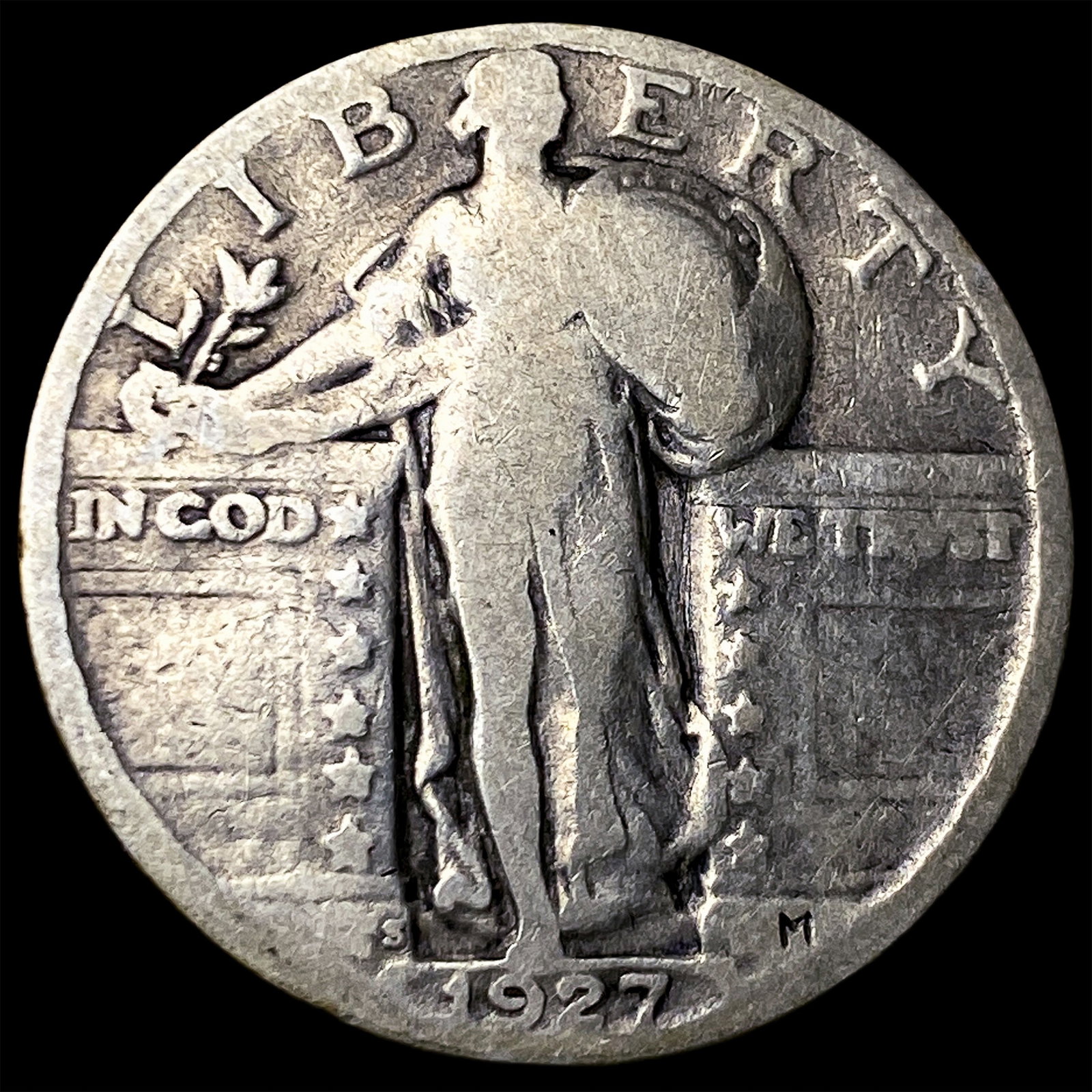 1927-S Silver Standing Liberty Quarter LIGHTLY CIRCULATED: 1927-S Silver Standing Liberty Quarter LIGHTLY CIRCULATED