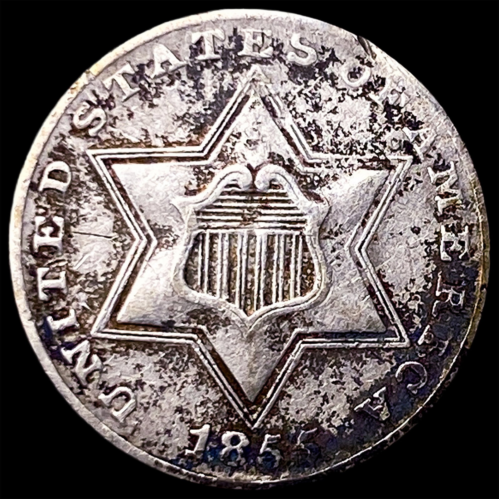 1851 Silver Three-Cent Piece NEARLY UNCIRCULATED: 1851 Silver Three-Cent Piece NEARLY UNCIRCULATED