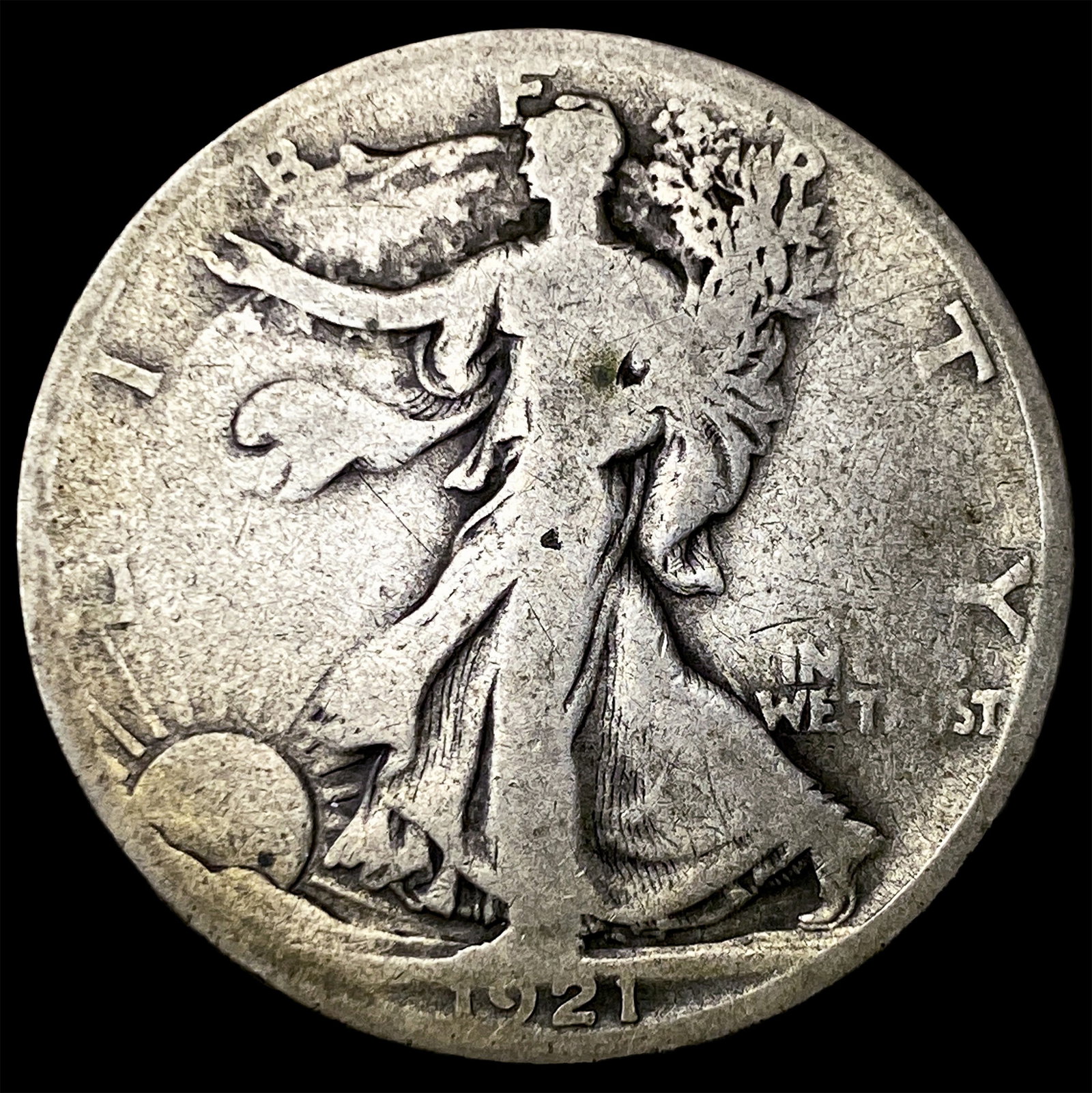1921-S Silver Walking Liberty Half Dollar NICELY CIRCULATED: 1921-S Silver Walking Liberty Half Dollar NICELY CIRCULATED