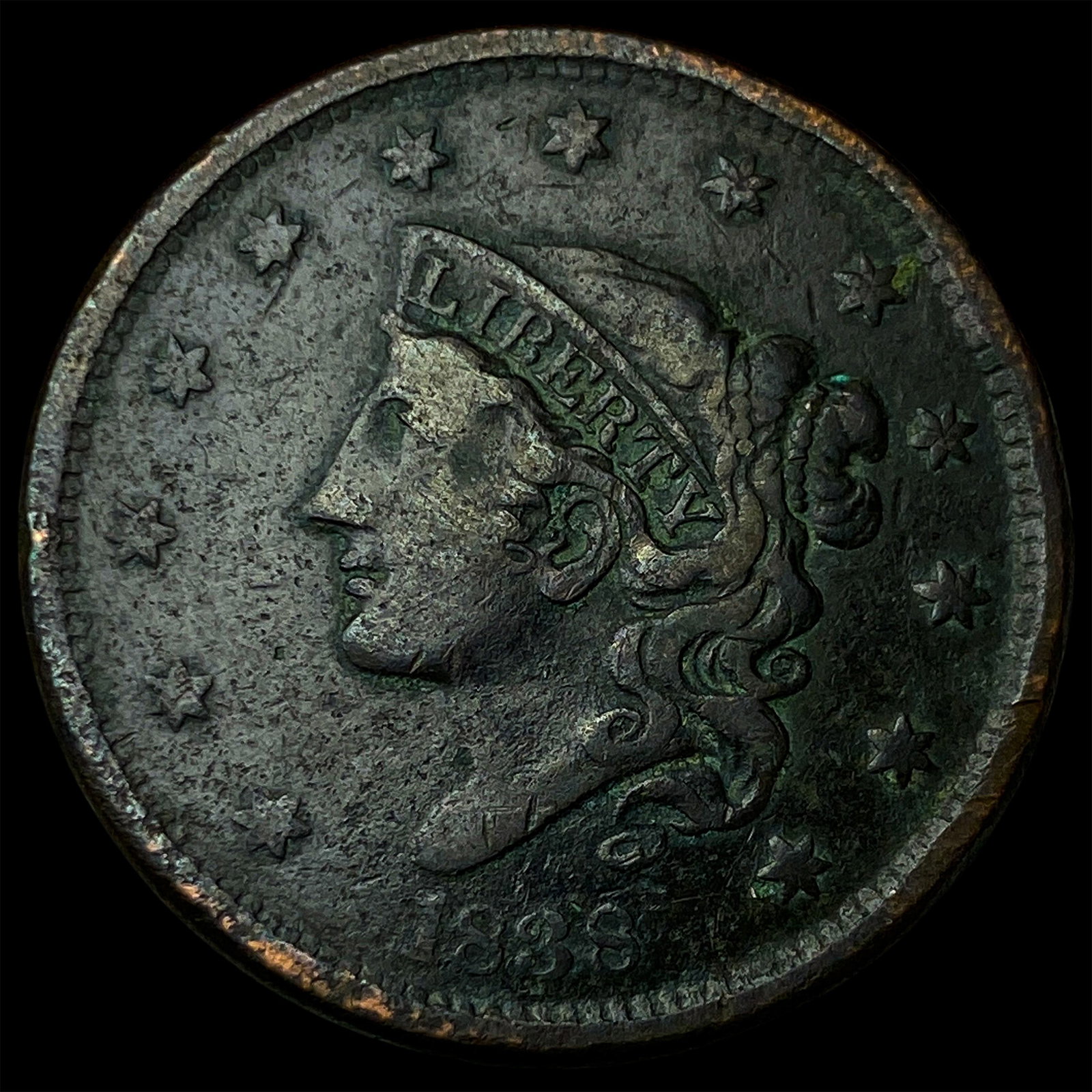 1838 Coronet Head Large Cent LIGHTLY CIRCULATED: 1838 Coronet Head Large Cent LIGHTLY CIRCULATED