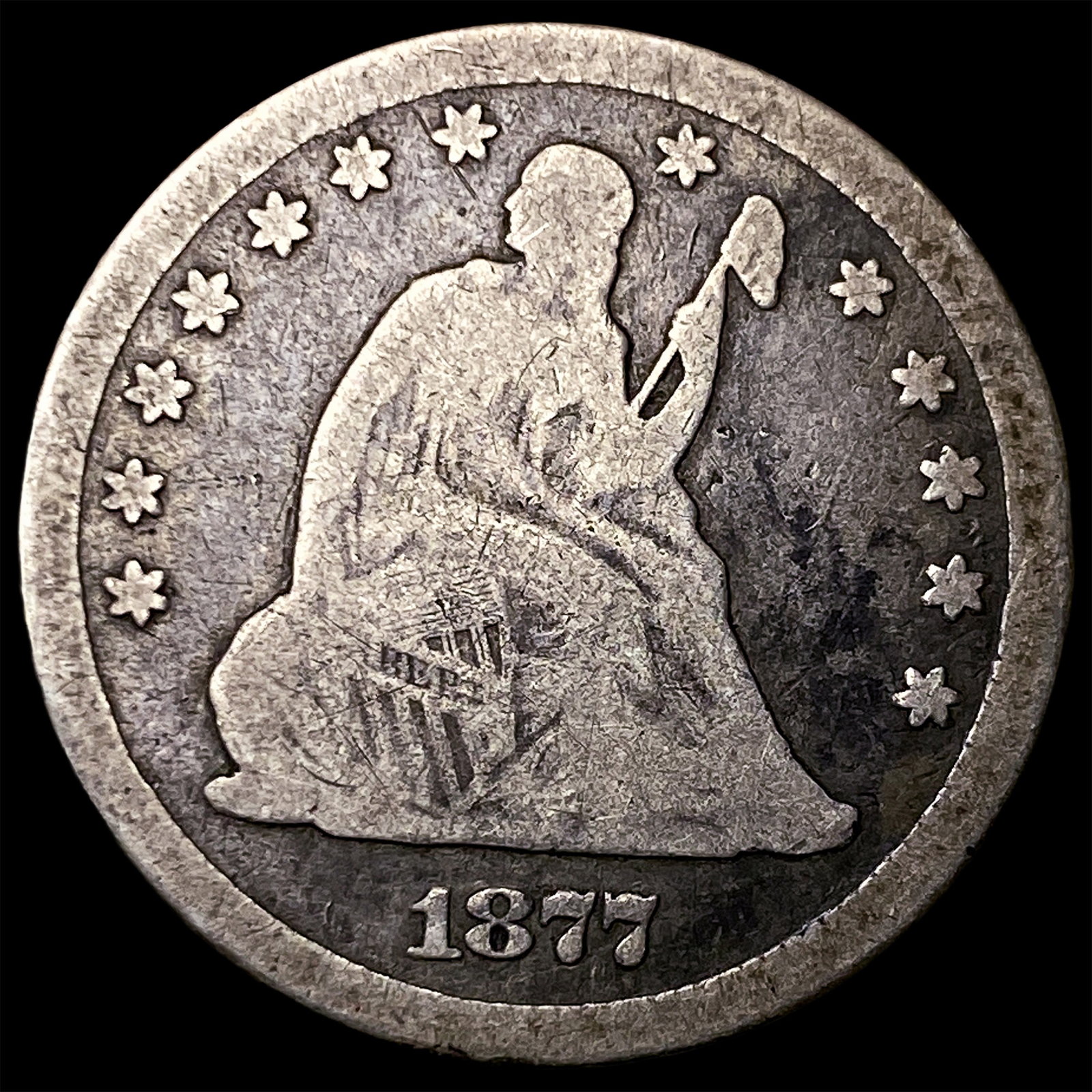 1877-CC Silver Seated Liberty Dime NICELY CIRCULATED: 1877-CC Silver Seated Liberty Dime NICELY CIRCULATED