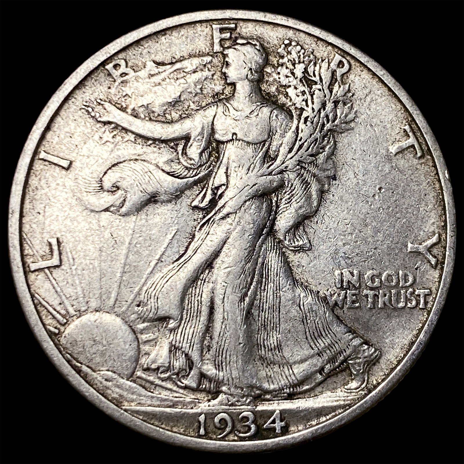 1934-S Silver Walking Liberty Half Dollar CLOSELY UNCIRCULATED: 1934-S Silver Walking Liberty Half Dollar CLOSELY UNCIRCULATED