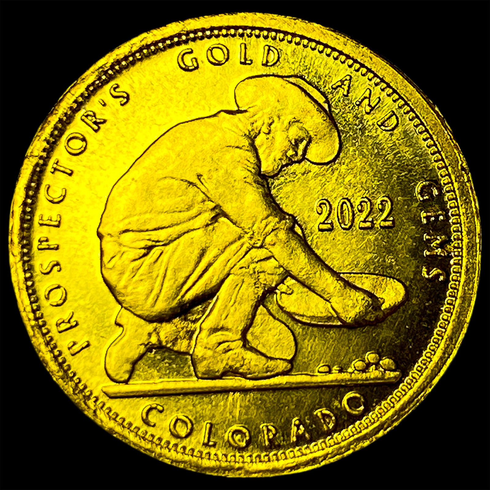 2022 24Kt Gold 0.10 Troy Oz Prospector's Round CHOICE PROOF (1 of 2)