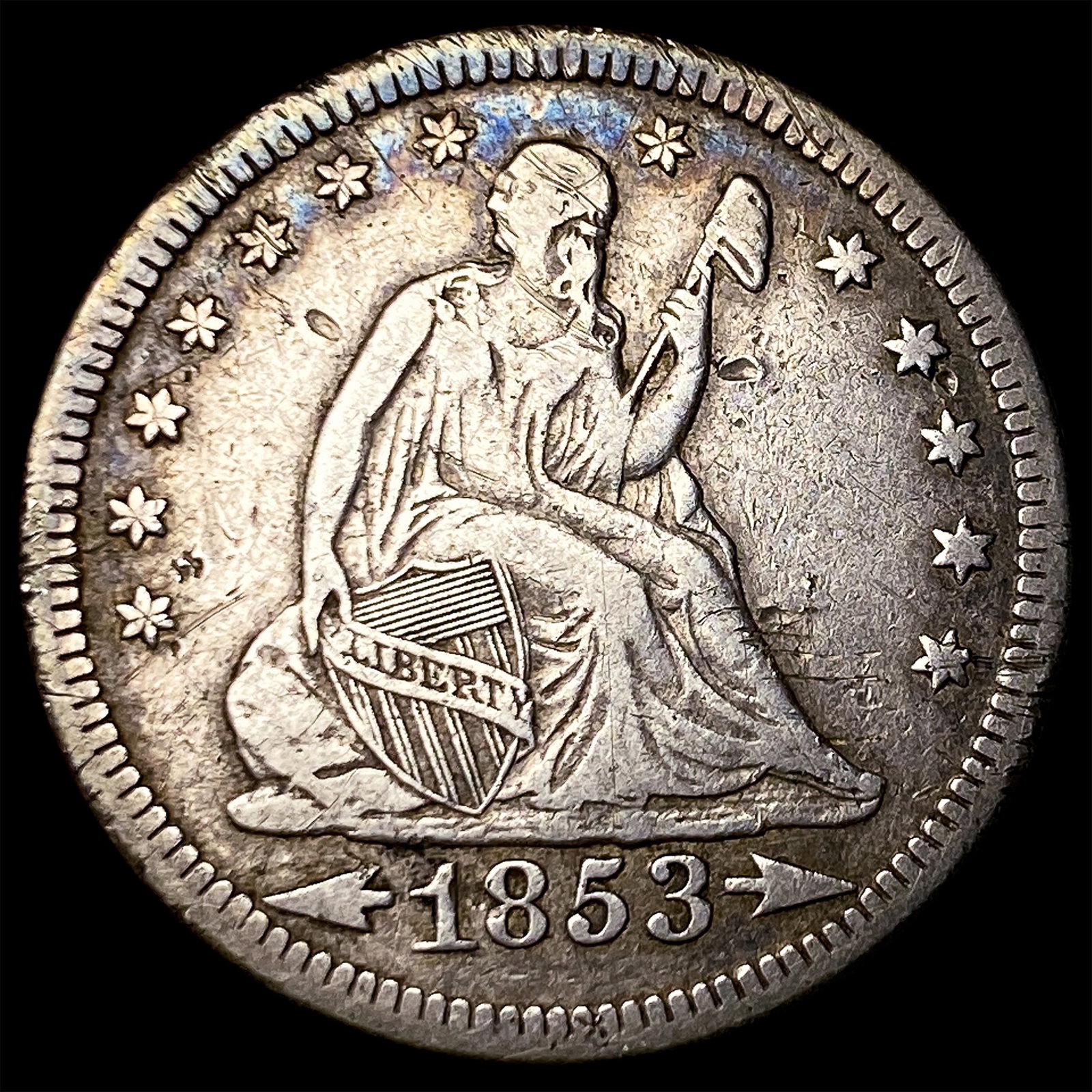 1853-O Arrows Seated Liberty Quarter NEARLY UNCIRCULATED: 1853-O Arrows Seated Liberty Quarter NEARLY UNCIRCULATED