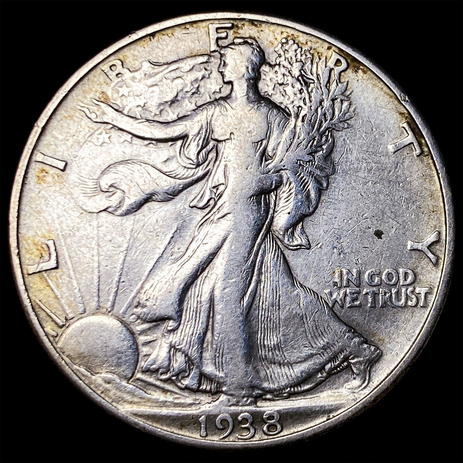 1938-D Silver Walking Liberty Half Dollar LIGHTLY CIRCULATED: 1938-D Silver Walking Liberty Half Dollar LIGHTLY CIRCULATED