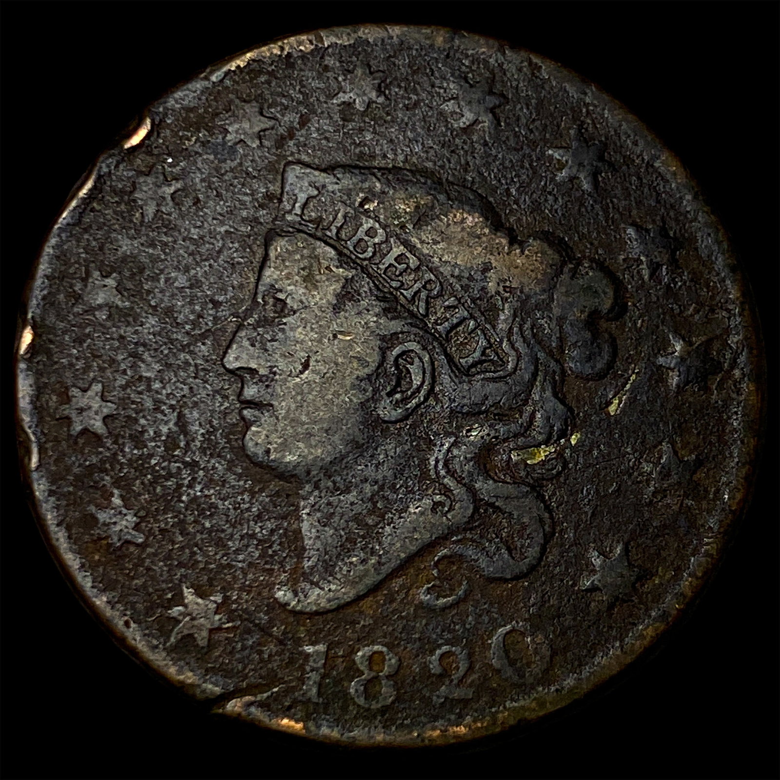 1820 Coronet Head Large Cent NICELY CIRCULATED (1 of 2)