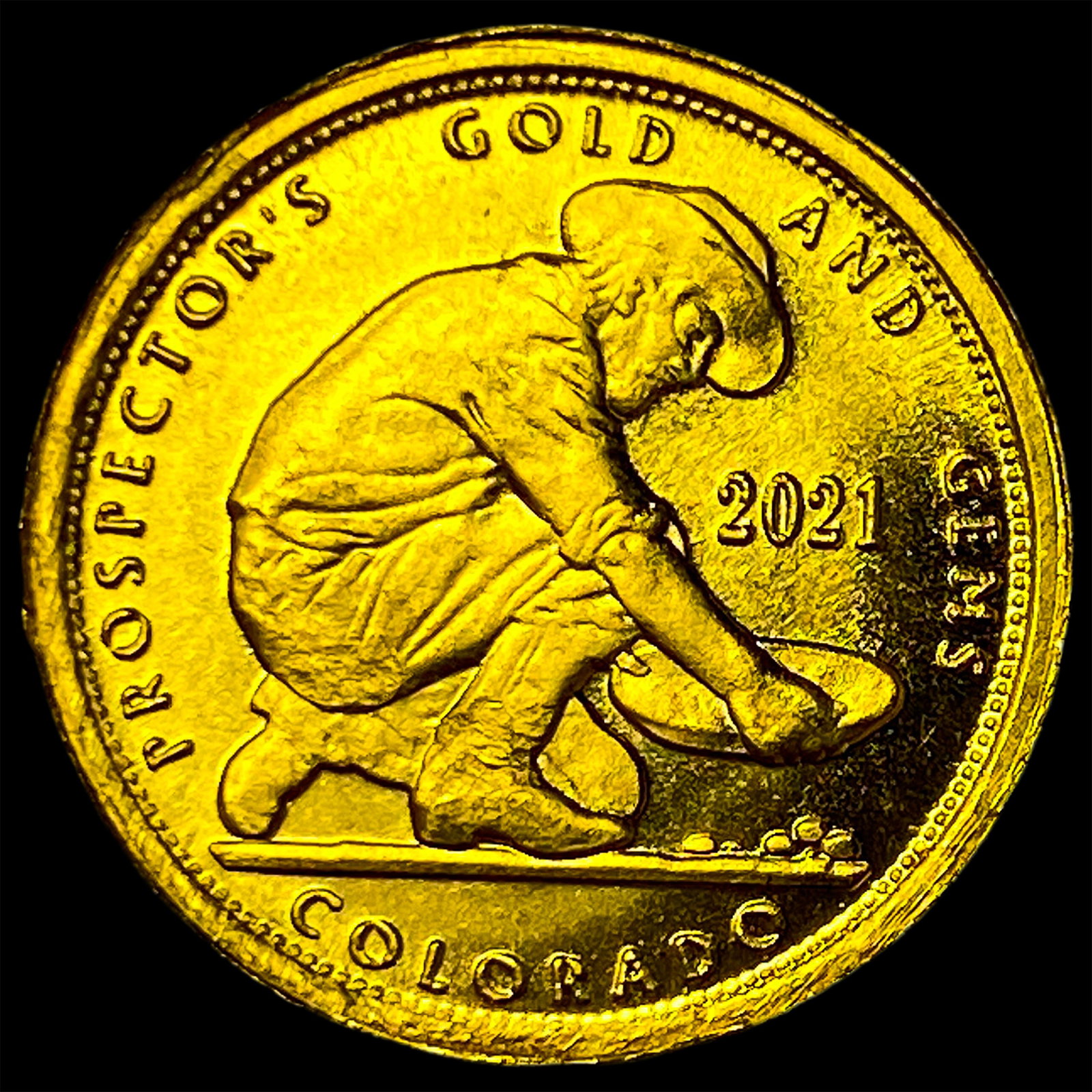 2021 24Kt Gold 0.10 Troy Oz Prospector's Round CHOICE PROOF: 2021 24Kt Gold 0.10 Troy Oz Prospector's Round CHOICE PROOF