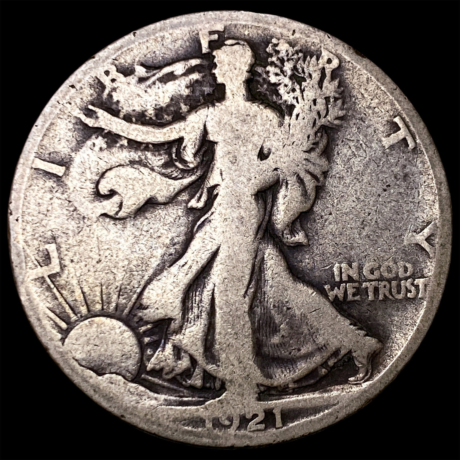 1921-S Silver Walking Liberty Half Dollar NICELY CIRCULATED: 1921-S Silver Walking Liberty Half Dollar NICELY CIRCULATED