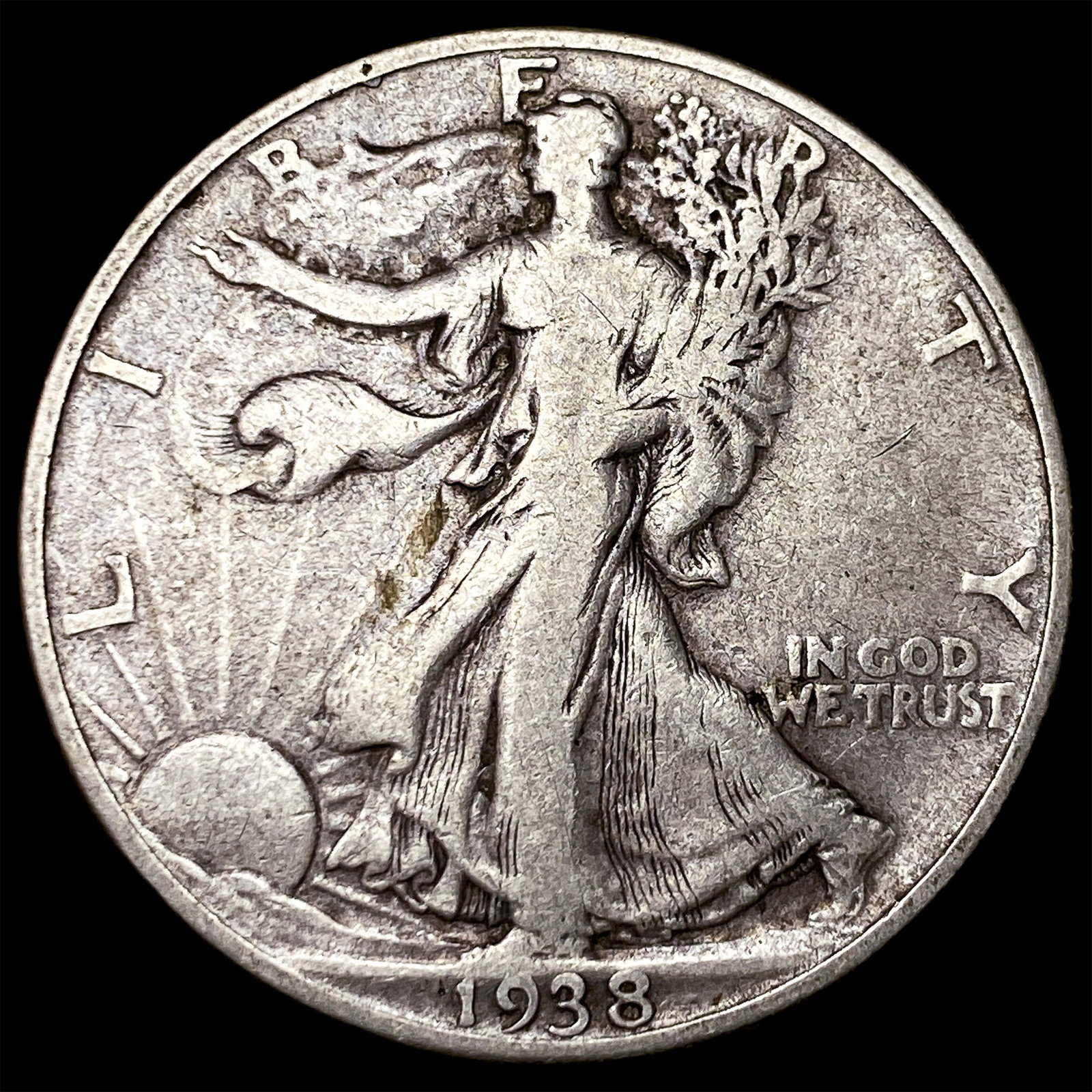 1938-D Silver Walking Liberty Half Dollar LIGHTLY CIRCULATED: 1938-D Silver Walking Liberty Half Dollar LIGHTLY CIRCULATED