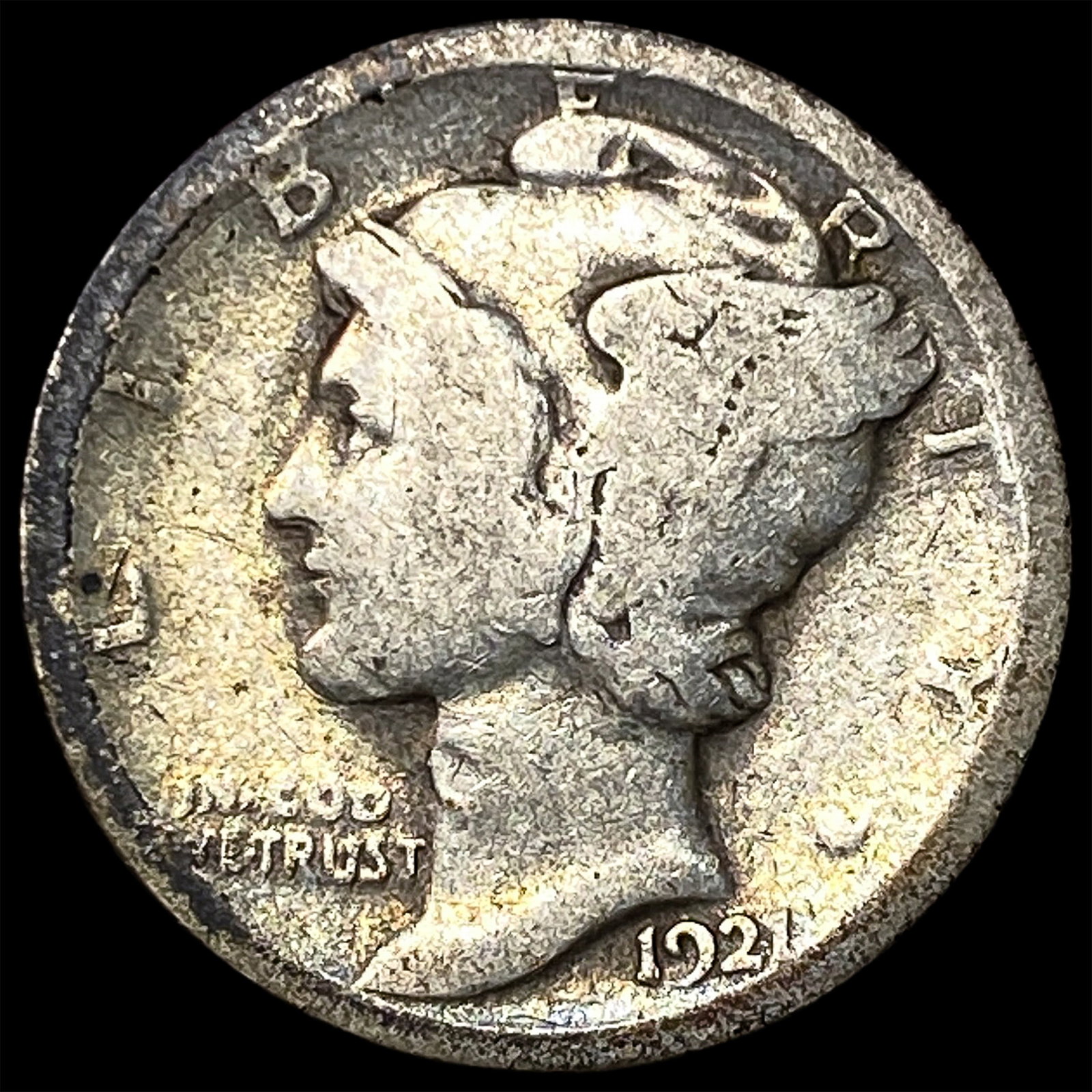 1921 Silver Mercury Dime NICELY CIRCULATED (1 of 2)