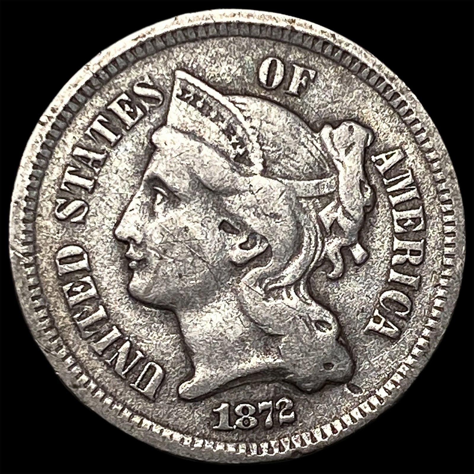 1872 Nickel Three-Cent Piece NEARLY UNCIRCULATED (1 of 2)